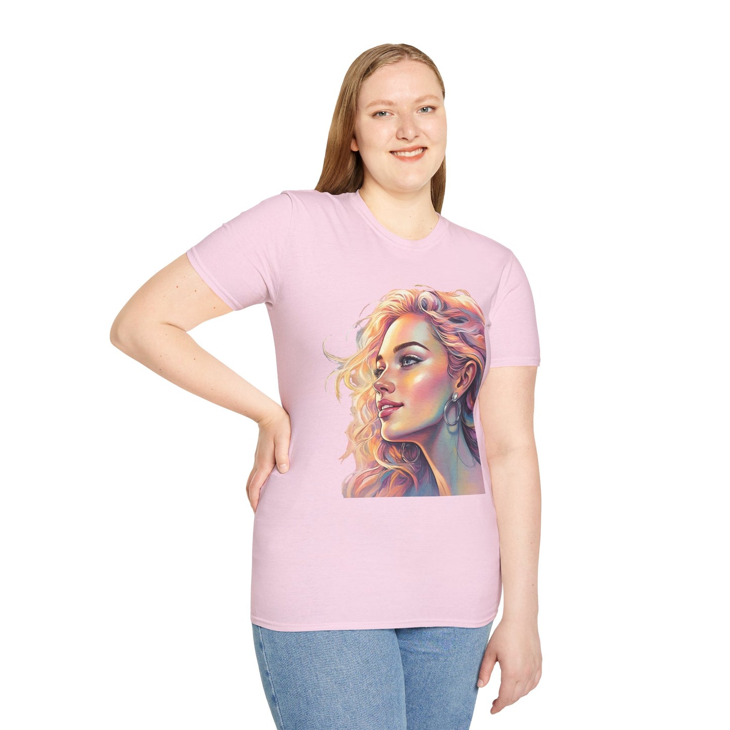 Artistic Women's Portrait T-Shirt - Women's Softstyle Tee for Creative Souls