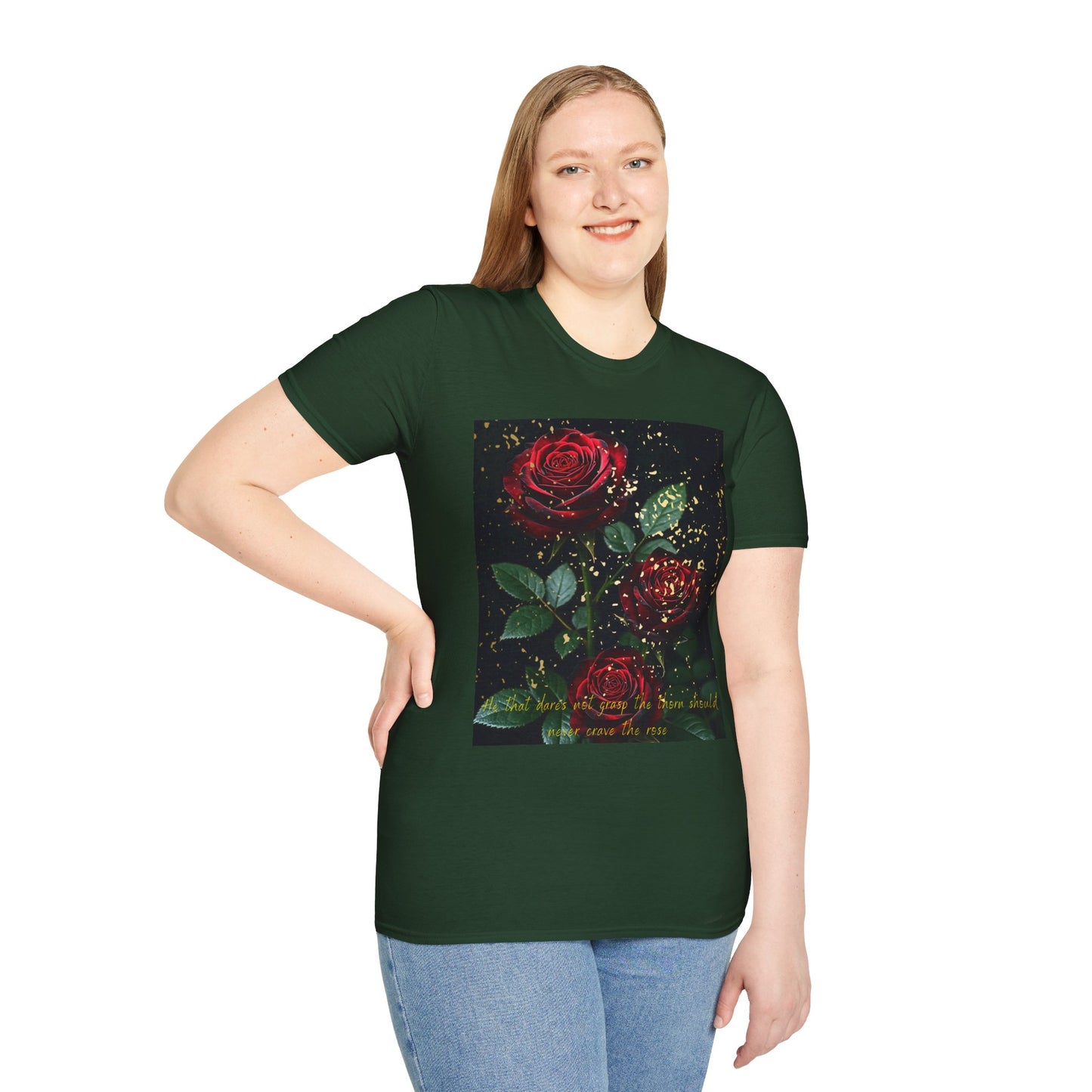 Elegant Rose Graphic T-Shirt - Inspirational Quote Design