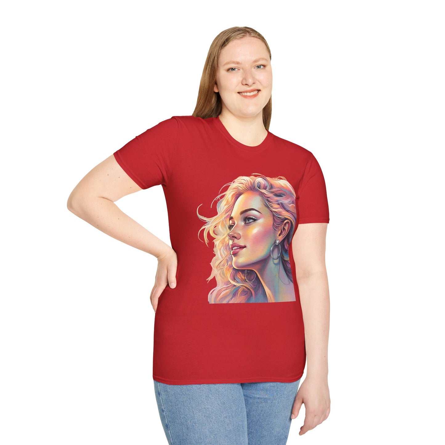 Artistic Women's Portrait T-Shirt - Women's Softstyle Tee for Creative Souls