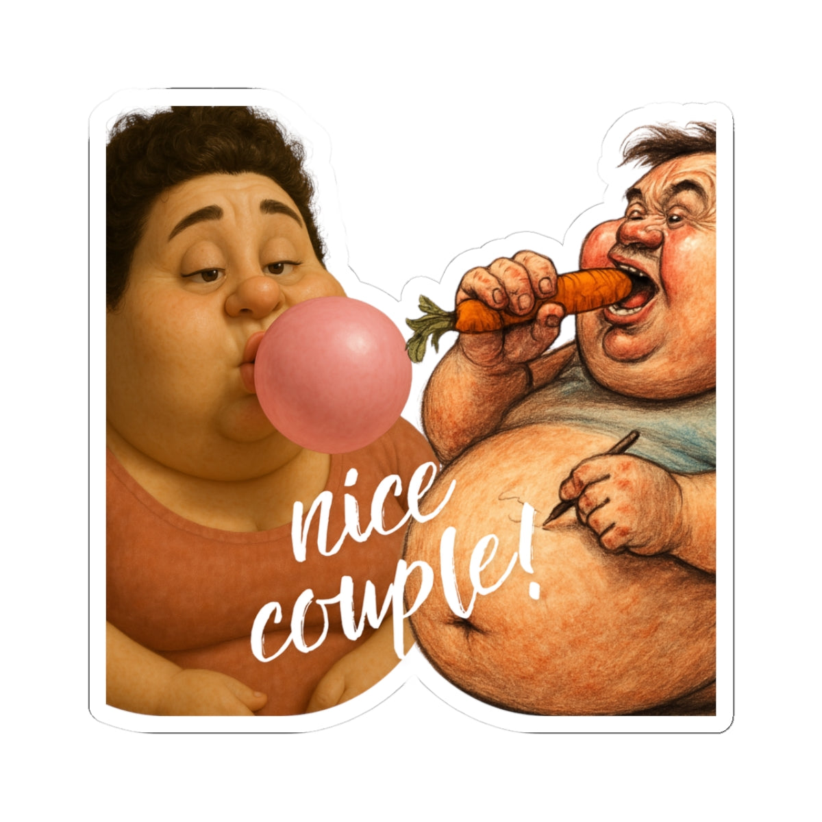 Cute Couple Kiss-Cut Stickers - Fun & Whimsical Décor