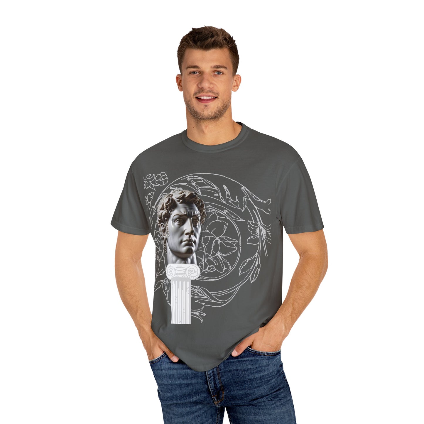 Artistic Roman Garment-Dyed T-shirt - Classic Sculpture Design