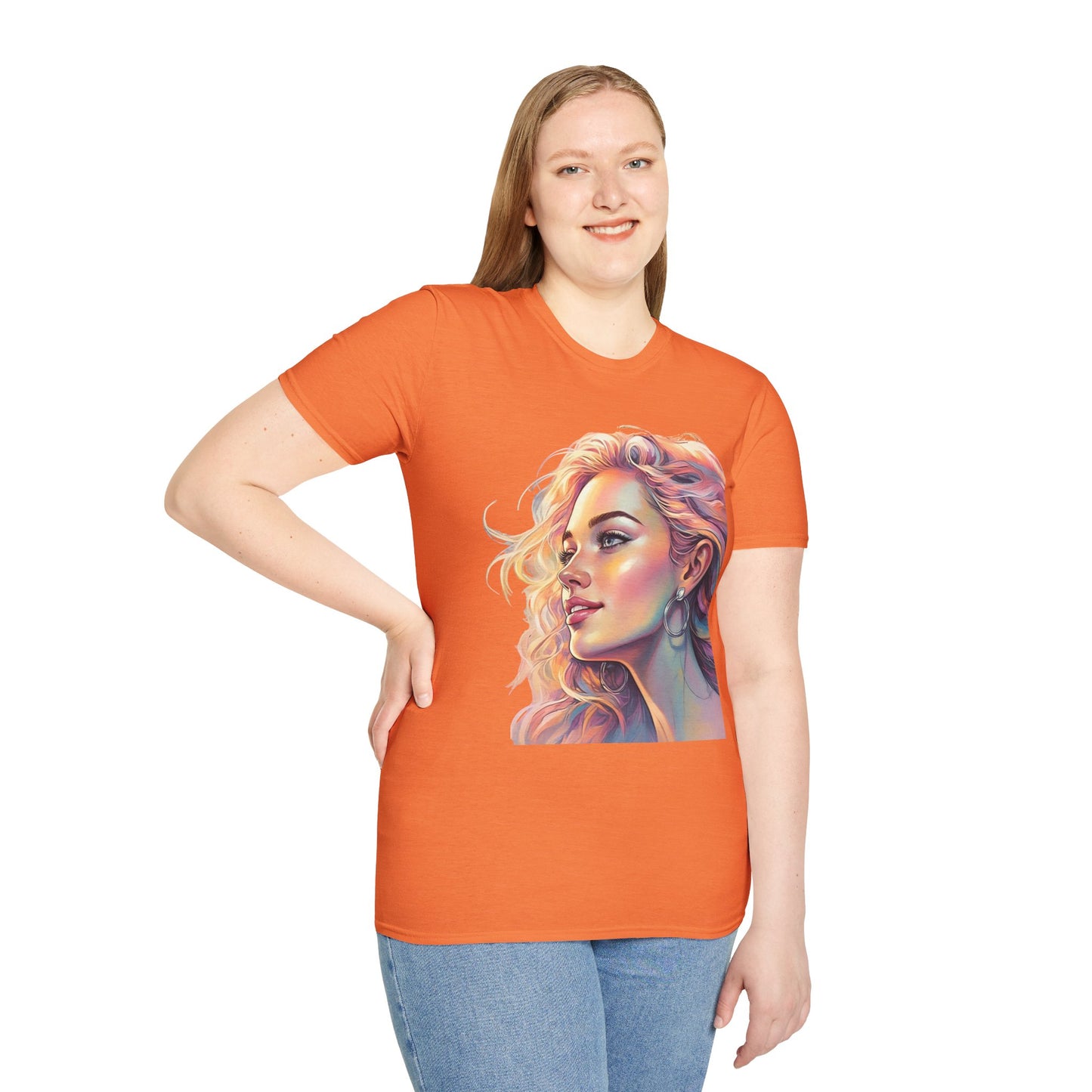 Artistic Women's Portrait T-Shirt - Women's Softstyle Tee for Creative Souls