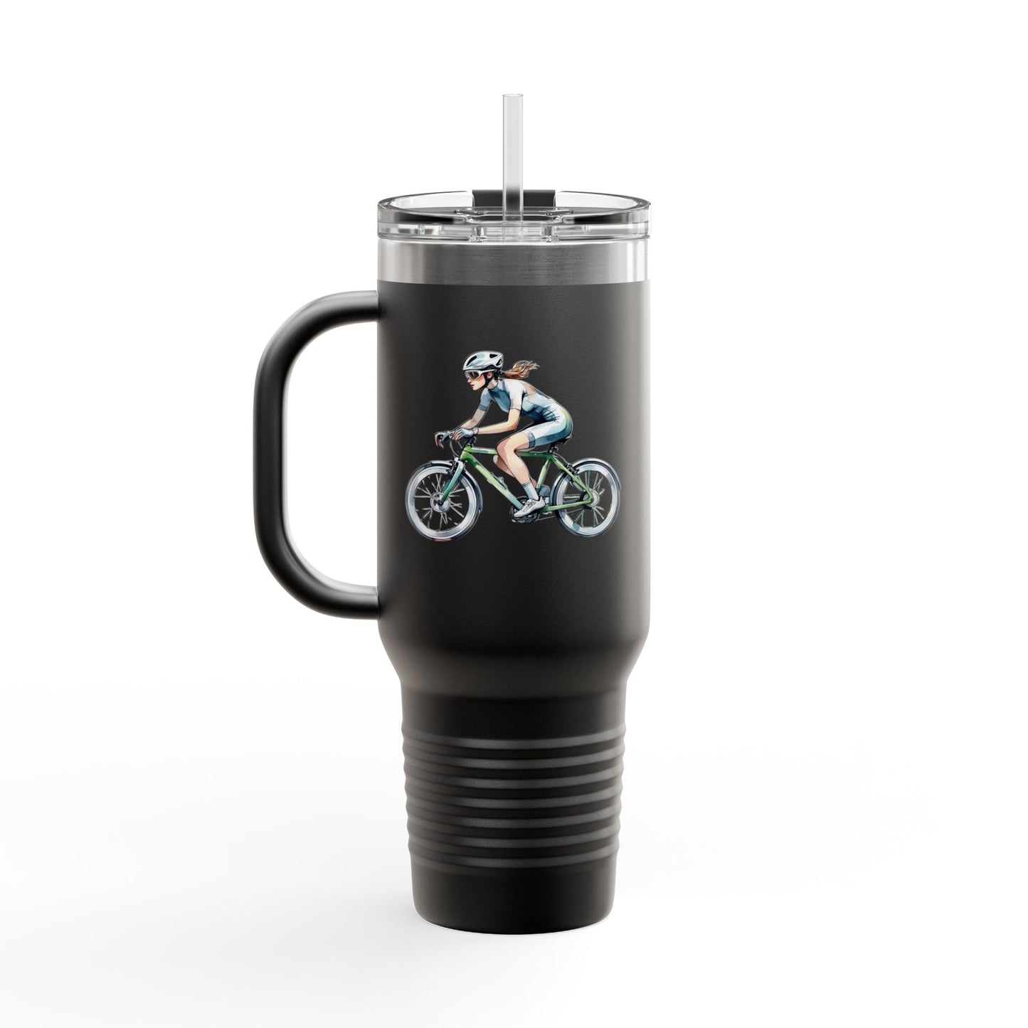 Cycling Enthusiast Insulated Travel Mug | 40oz with Bicycle Design | Perfect for Outdoor Adventures