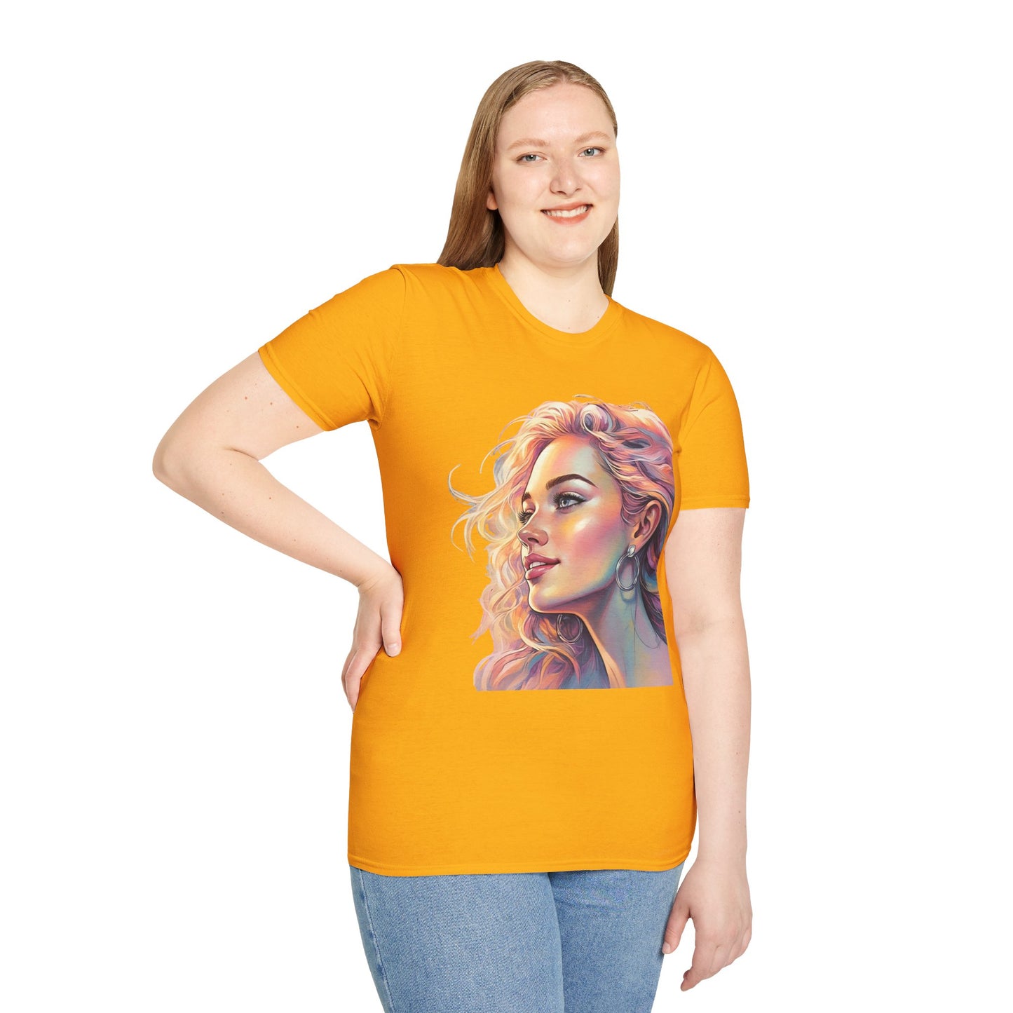 Artistic Women's Portrait T-Shirt - Women's Softstyle Tee for Creative Souls