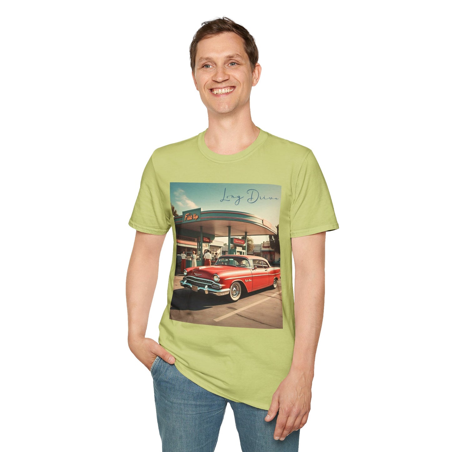 Retro Car Unisex Softstyle T-Shirt - Long Drive Graphic Tee