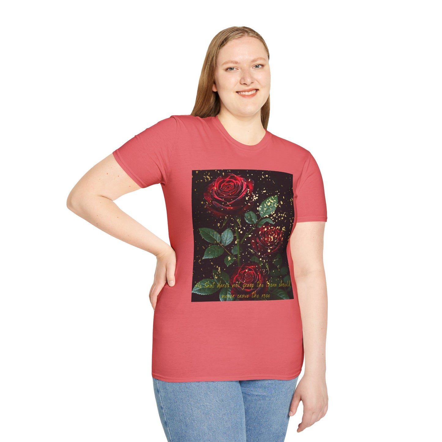 Elegant Rose Graphic T-Shirt - Inspirational Quote Design