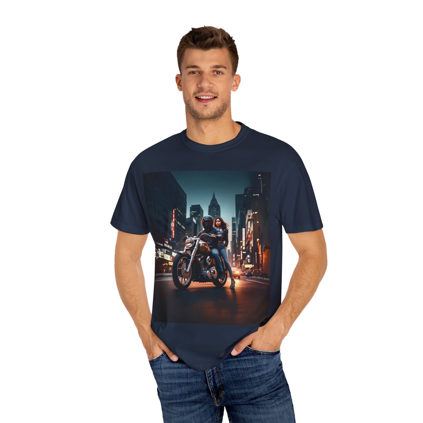 City Vibes Motorcycle Unisex Garment-Dyed T-Shirt