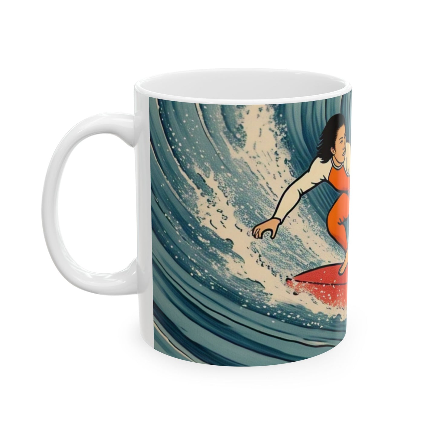 Surfing Waves Ceramic Mug - Stylish 11oz & 15oz Coffee Cup for Beach Lovers