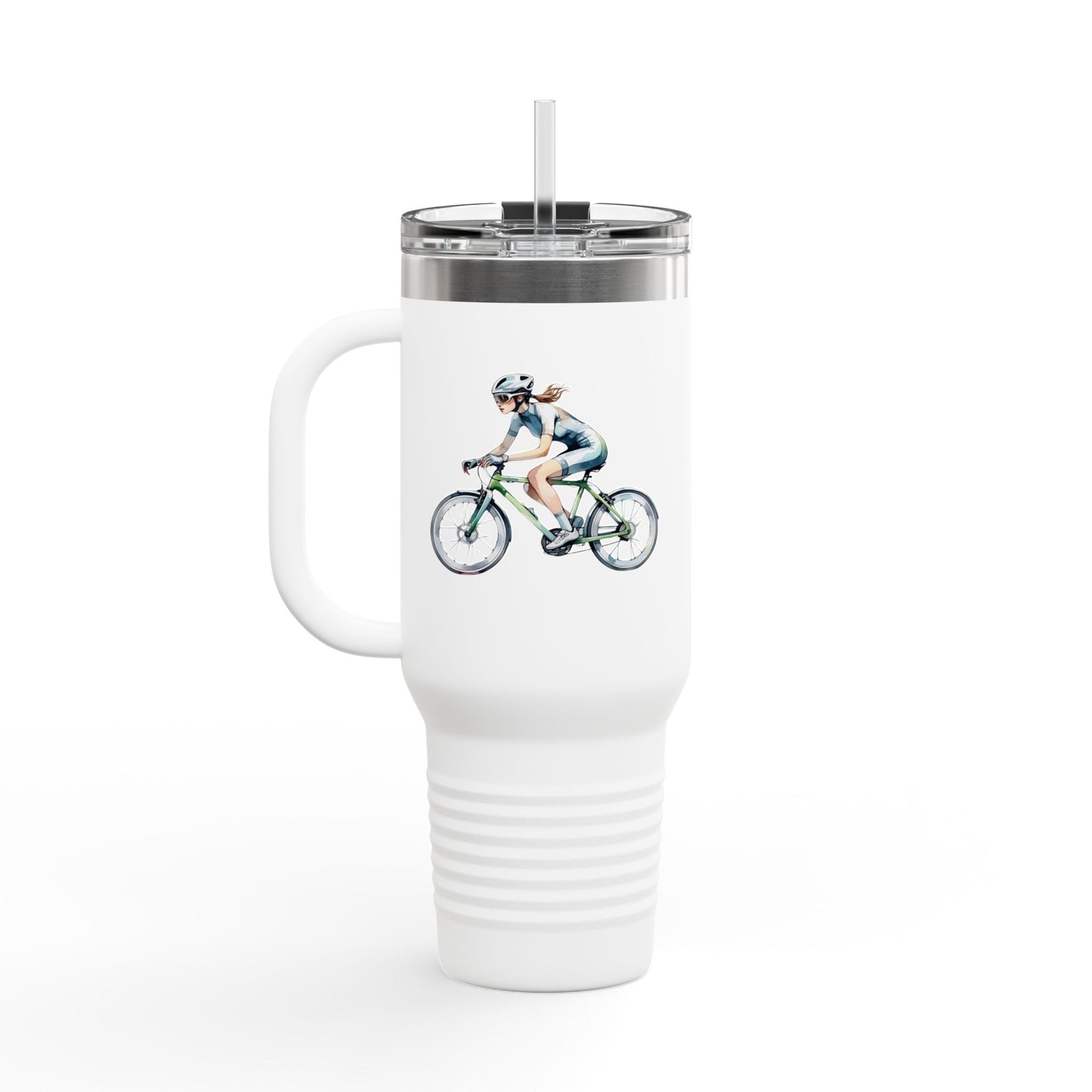 Cycling Enthusiast Insulated Travel Mug | 40oz with Bicycle Design | Perfect for Outdoor Adventures