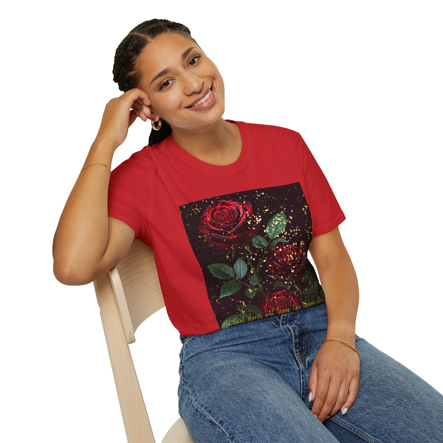 Elegant Rose Graphic T-Shirt - Inspirational Quote Design