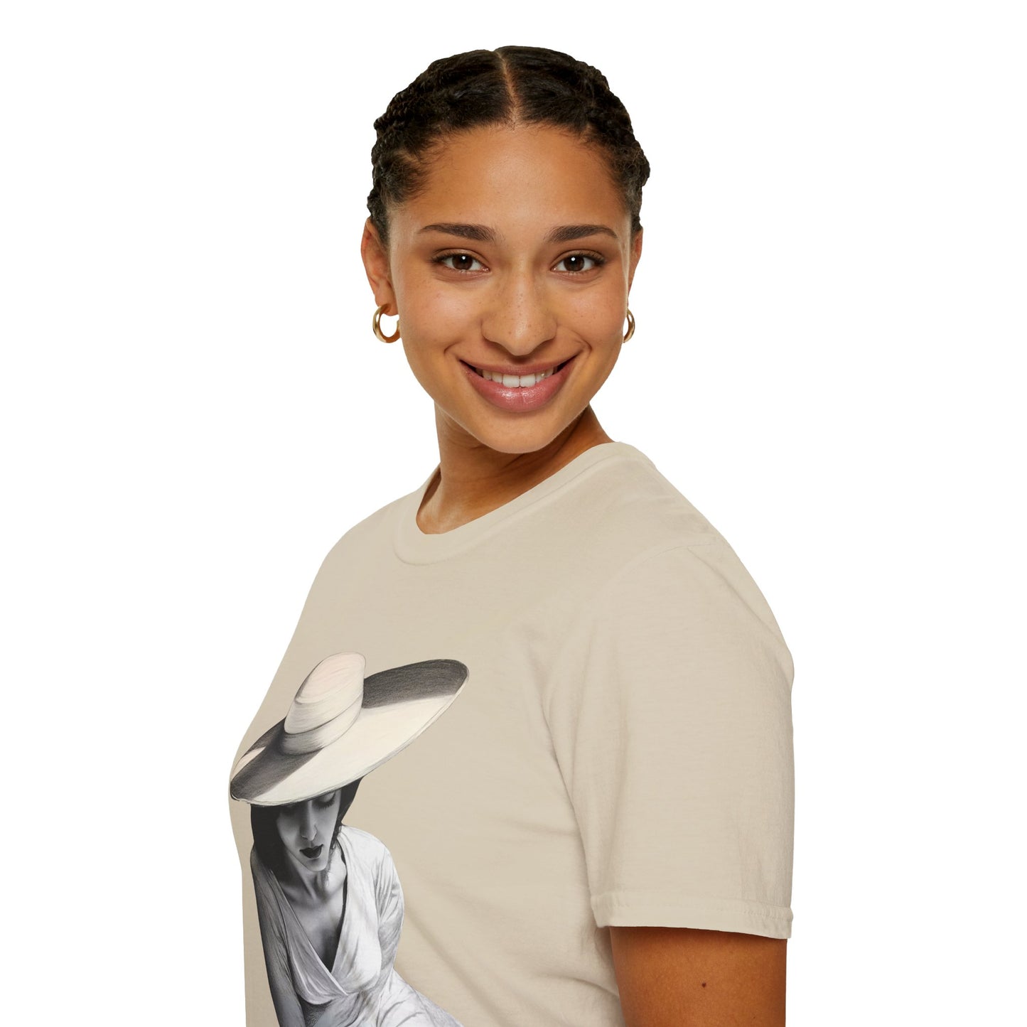 Artistic Women's Softstyle T-Shirt - Charcoal art Design