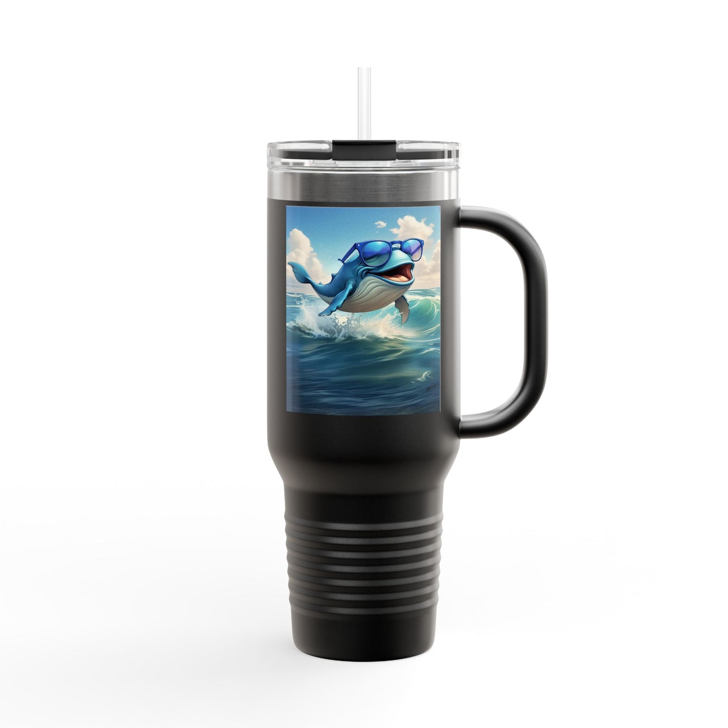 Funny Whale Insulated Travel Mug - 40oz Tumbler with Straw - Perfect for Outdoor Adventures and Gifts