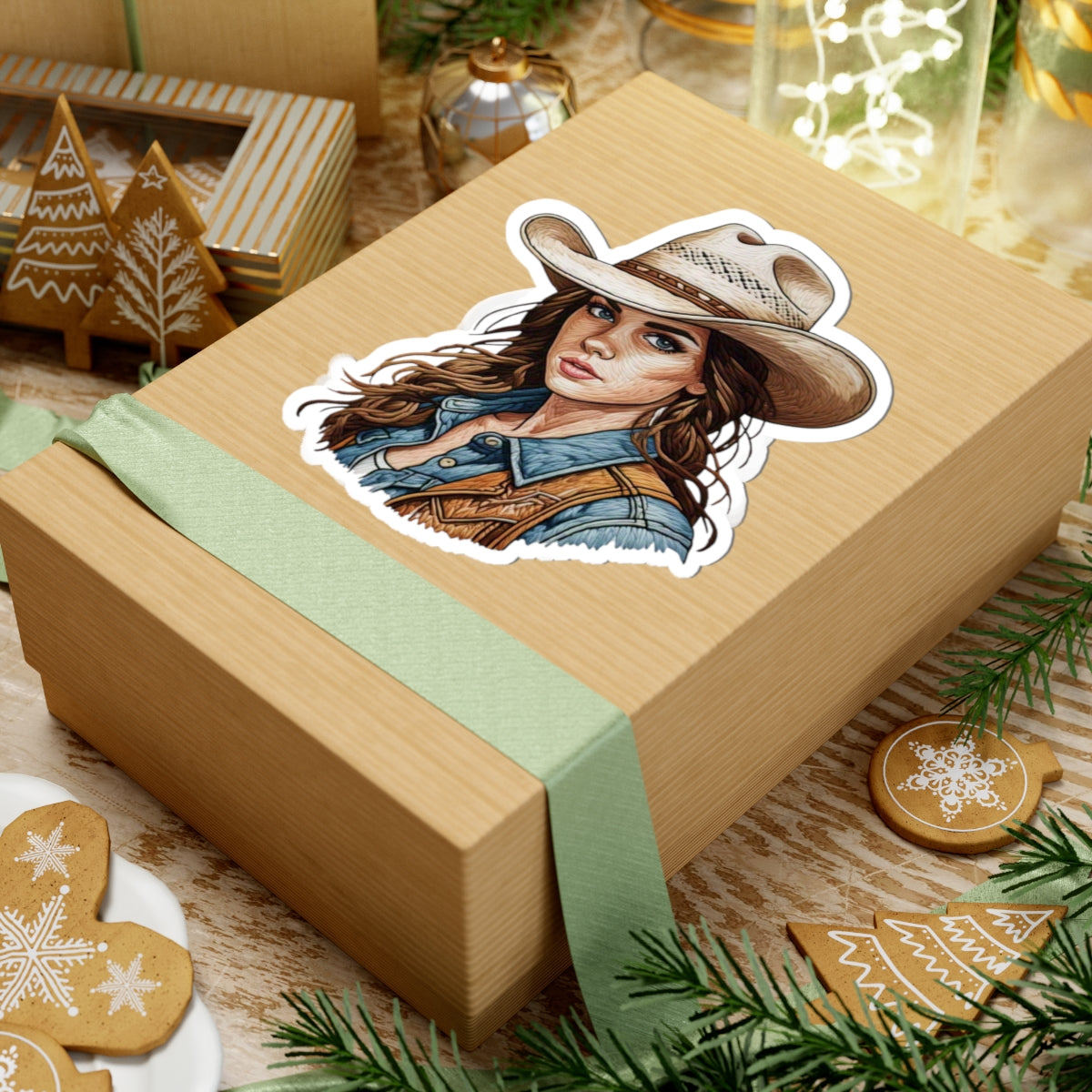 Western Cowgirl Kiss-Cut Stickers - Rustic Charm for Cowboy Lovers