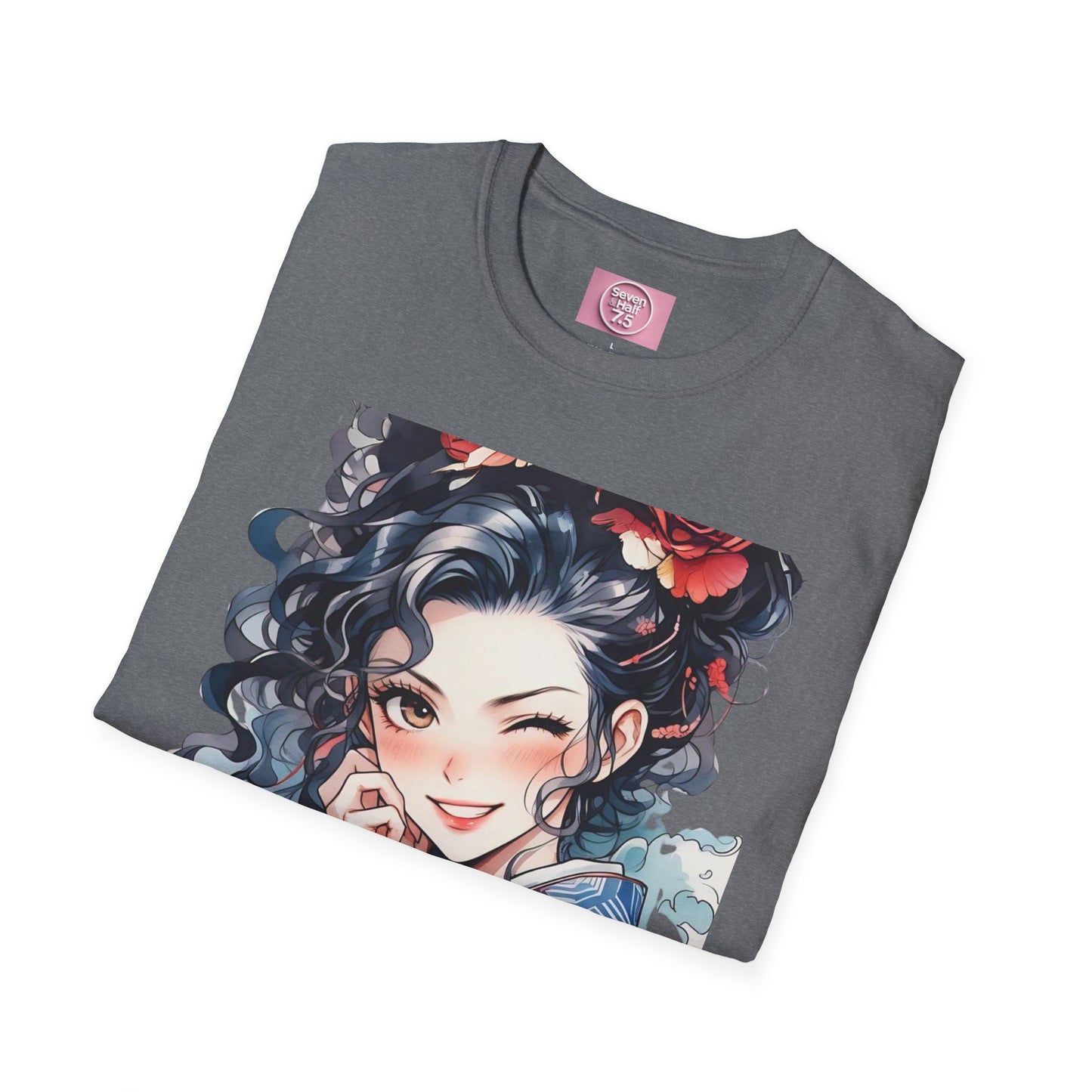 Stylish Unisex Softstyle T-Shirt - Charming Kimono Girl Design