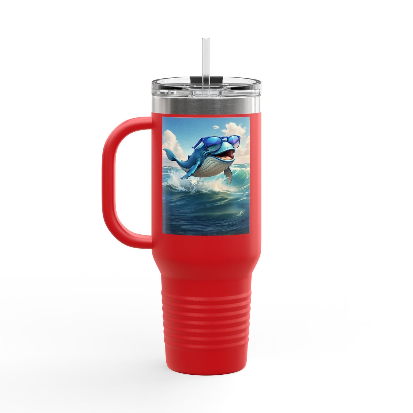 Funny Whale Insulated Travel Mug - 40oz Tumbler with Straw - Perfect for Outdoor Adventures and Gifts