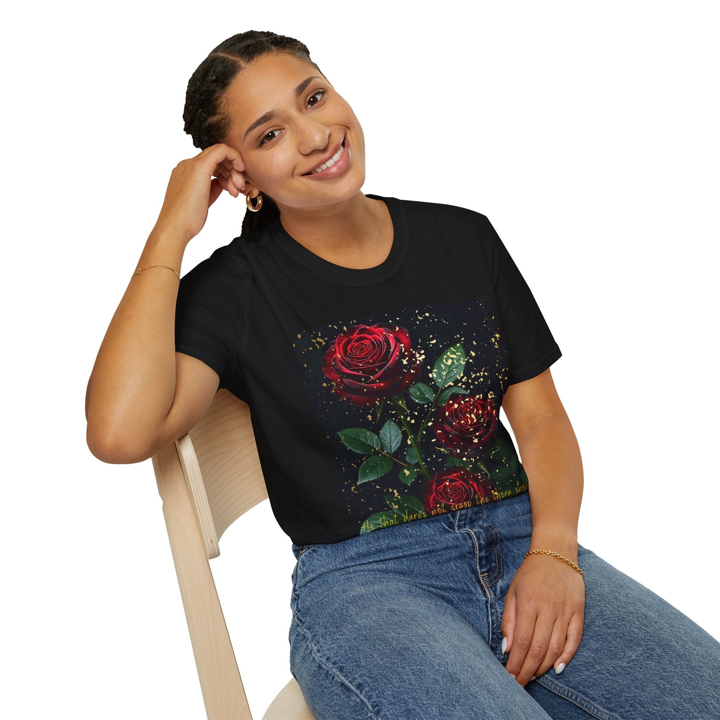 Elegant Rose Graphic T-Shirt - Inspirational Quote Design