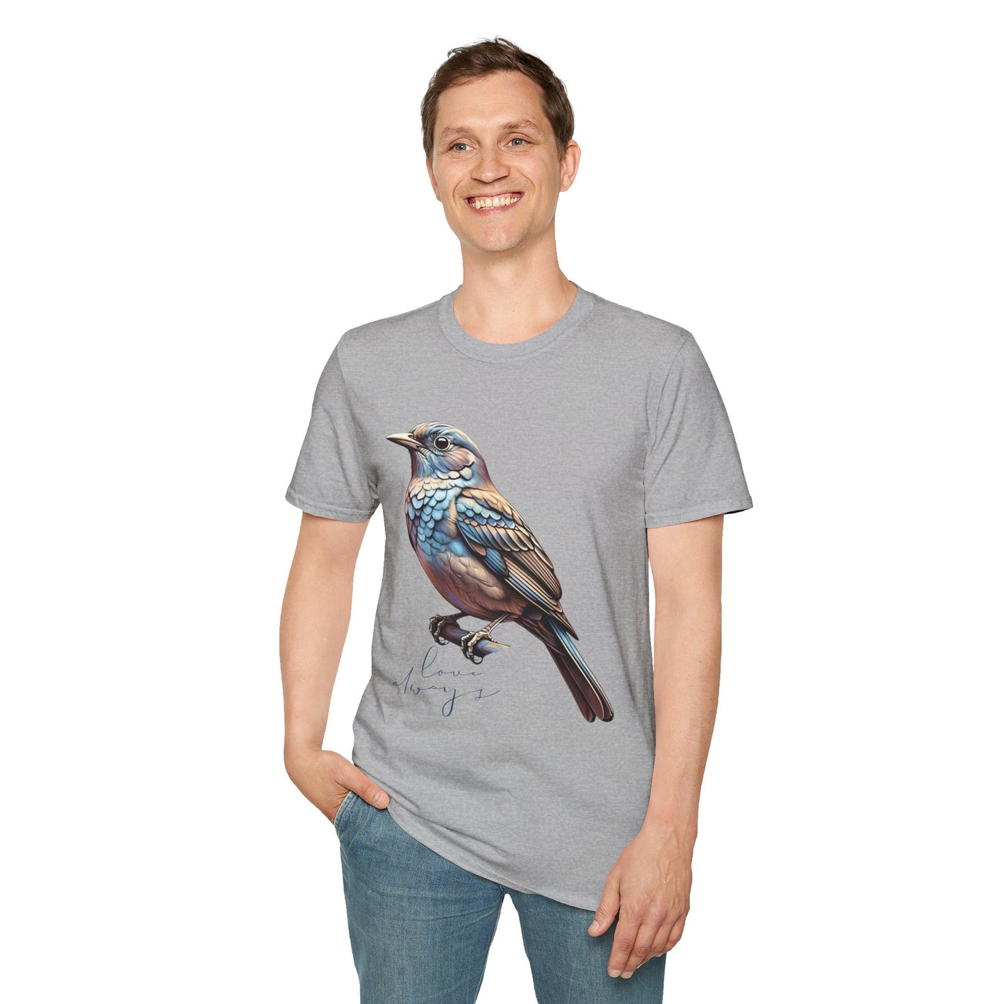 Nature-Inspired Bird Graphic T-Shirt for Soft Comfort