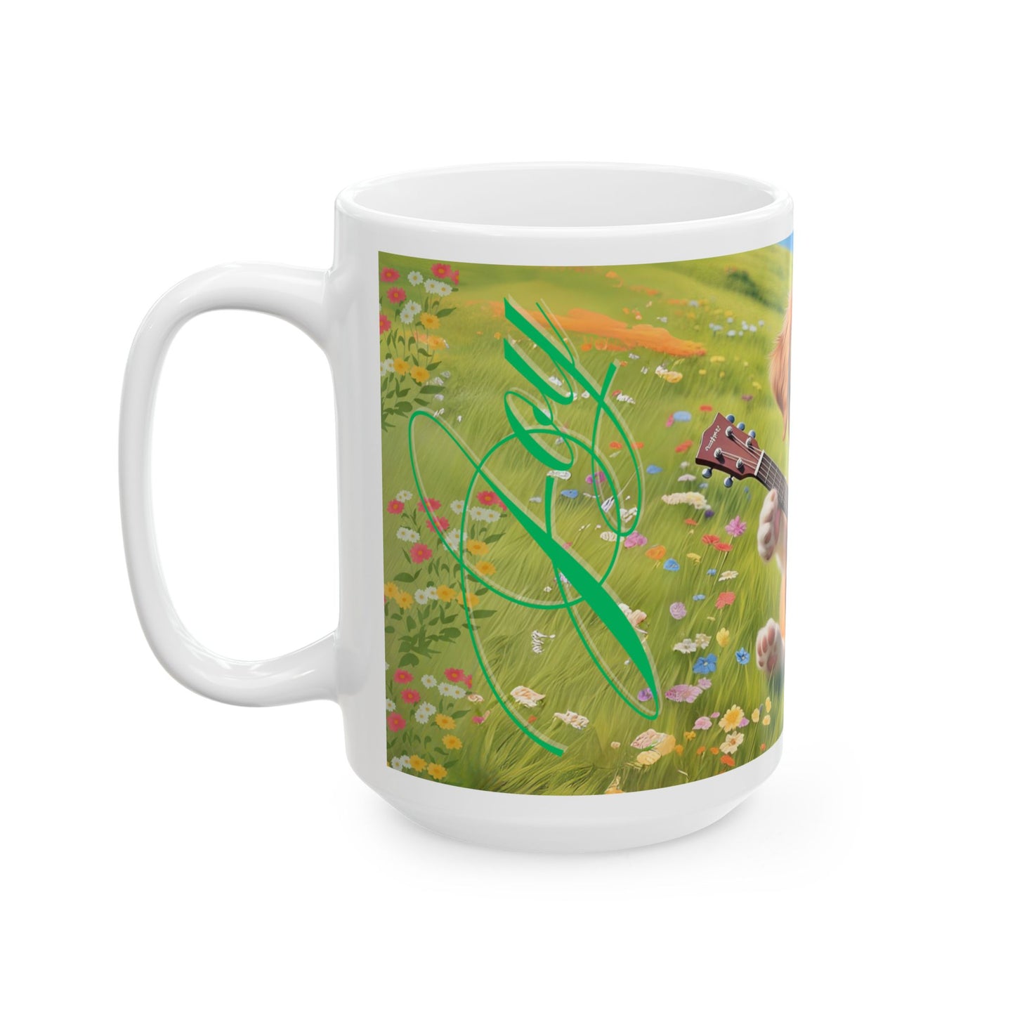 Cute Puppy Playing Guitar Ceramic Mug - Perfect Gift for Dog Lovers