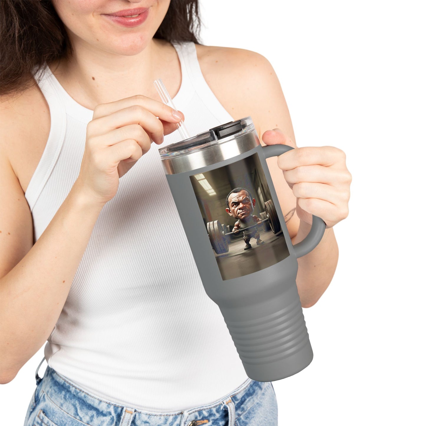 Funny Insulated Travel Mug - 40oz Motivational Humor Gift for Gym Lovers