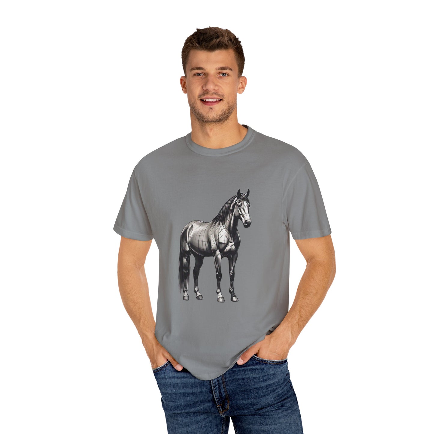 Equestrian Vibe Unisex Garment-Dyed T-Shirt - Horse Design