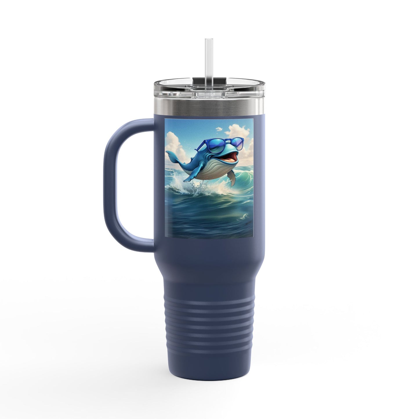 Funny Whale Insulated Travel Mug - 40oz Tumbler with Straw - Perfect for Outdoor Adventures and Gifts