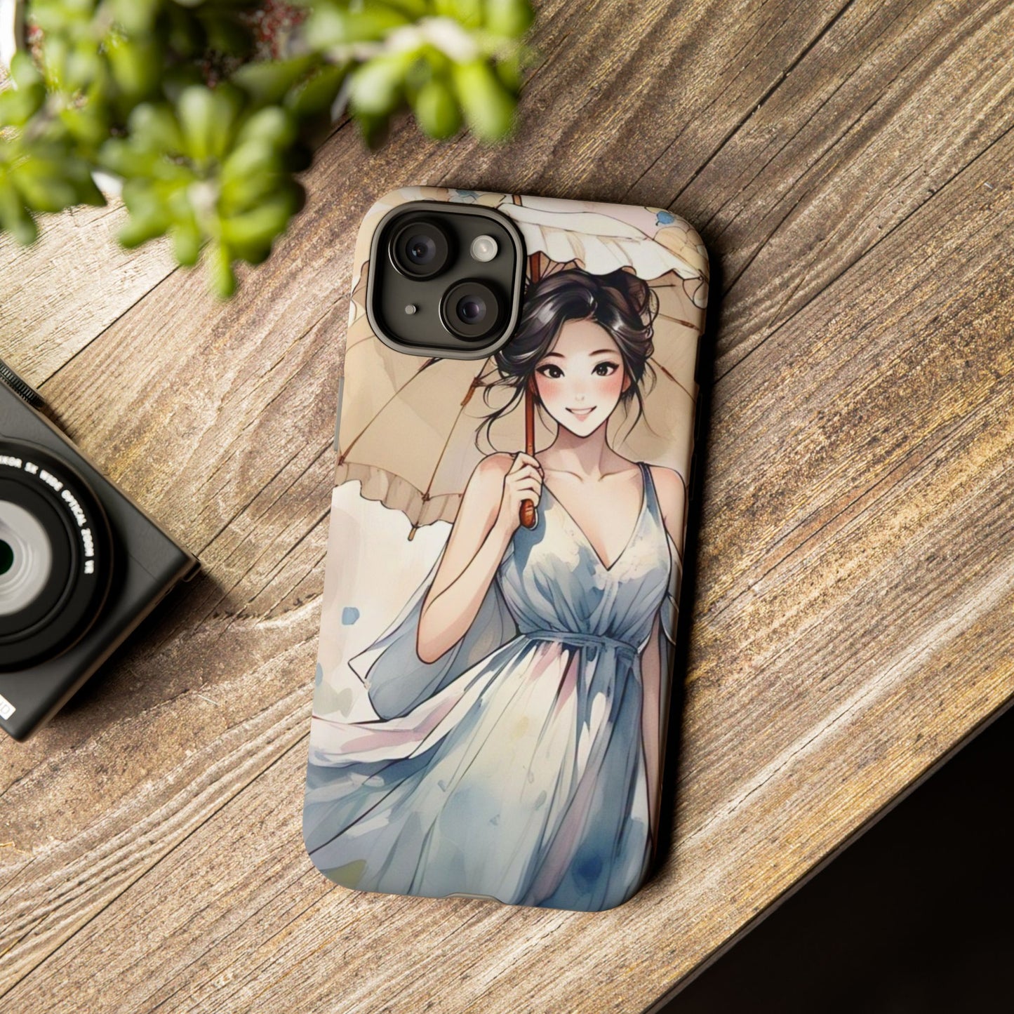 Elegant Floral Phone Case with Umbrella Design