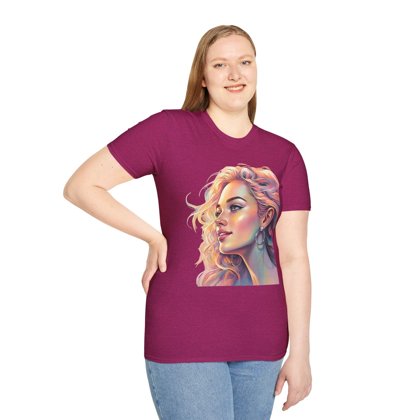 Artistic Women's Portrait T-Shirt - Women's Softstyle Tee for Creative Souls