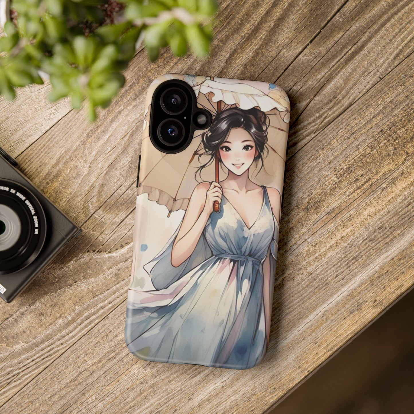 Elegant Floral Phone Case with Umbrella Design