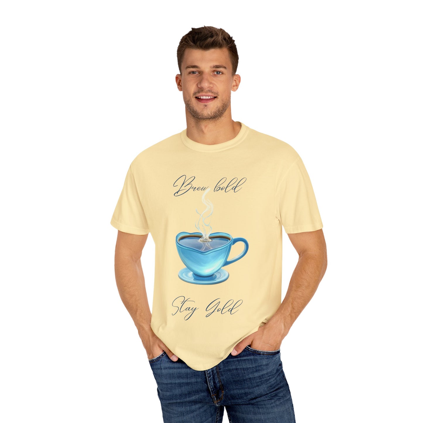 Brew Bold Unisex Garment-Dyed T-Shirt - Coffee Lover's Design