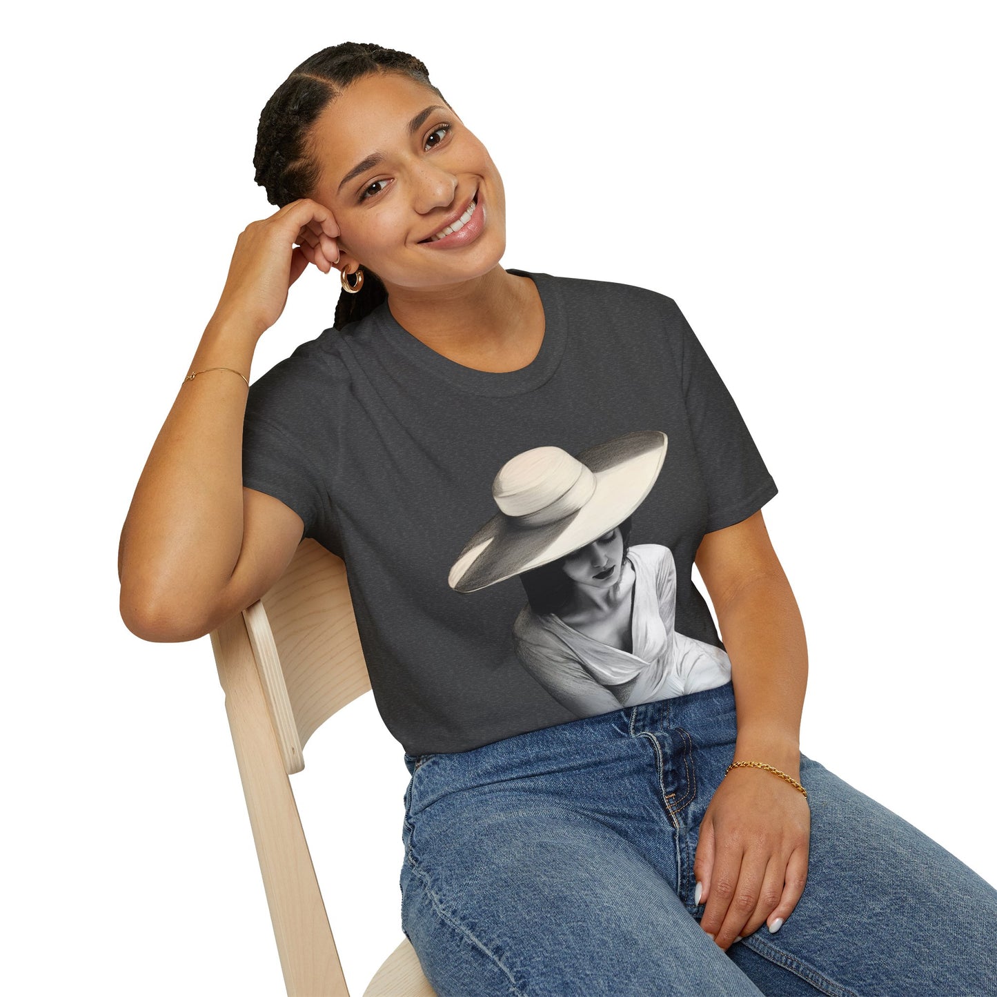 Artistic Women's Softstyle T-Shirt - Charcoal art Design