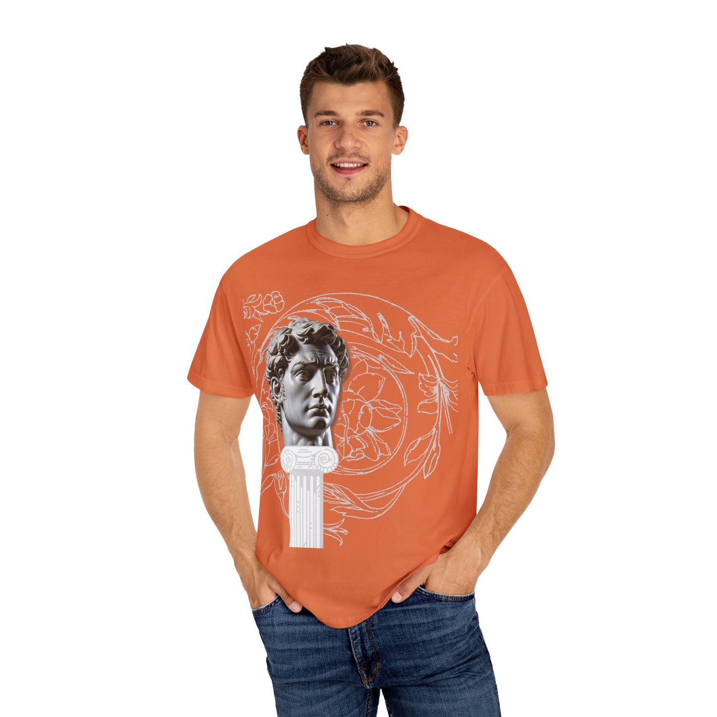 Artistic Roman Garment-Dyed T-shirt - Classic Sculpture Design