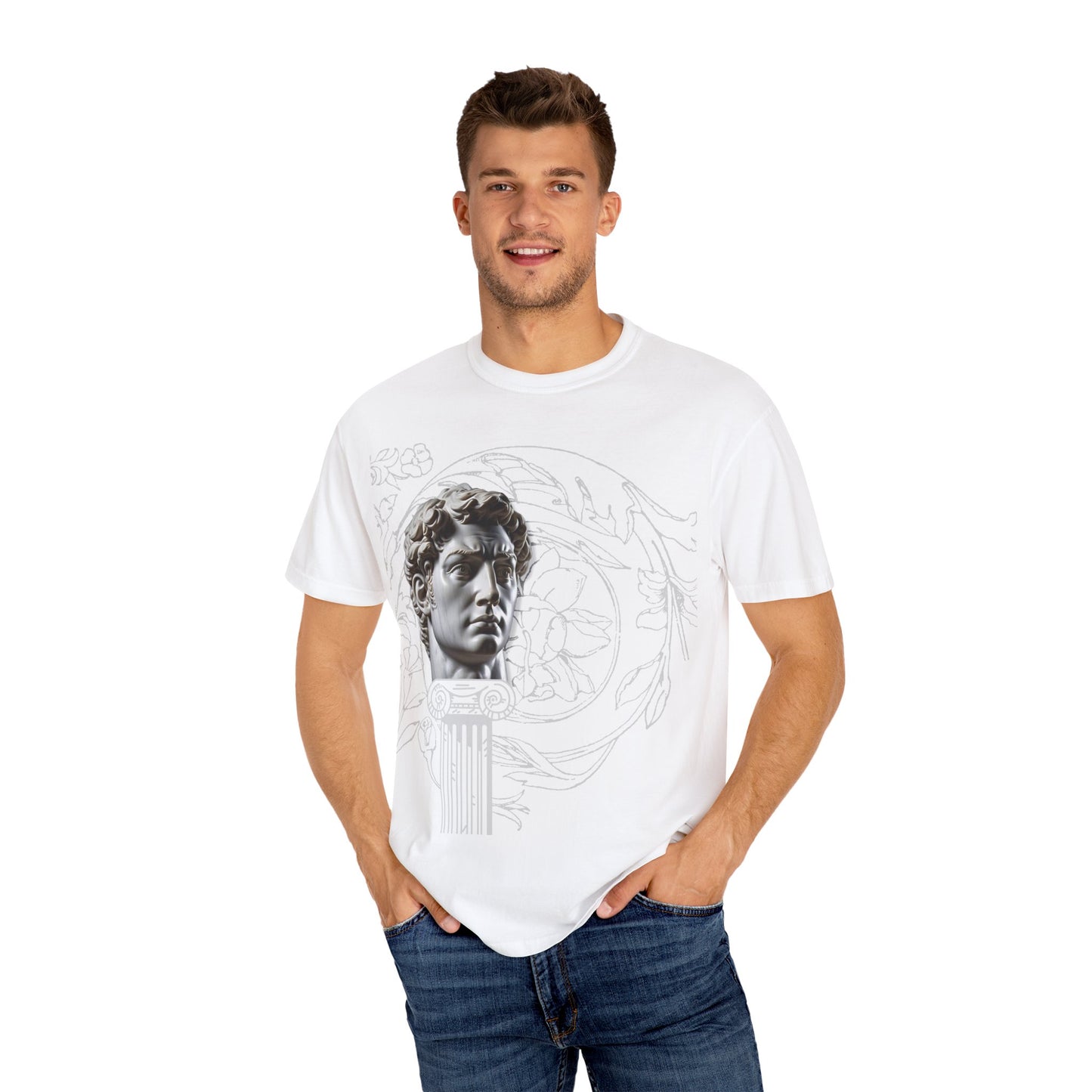 Artistic Roman Garment-Dyed T-shirt - Classic Sculpture Design