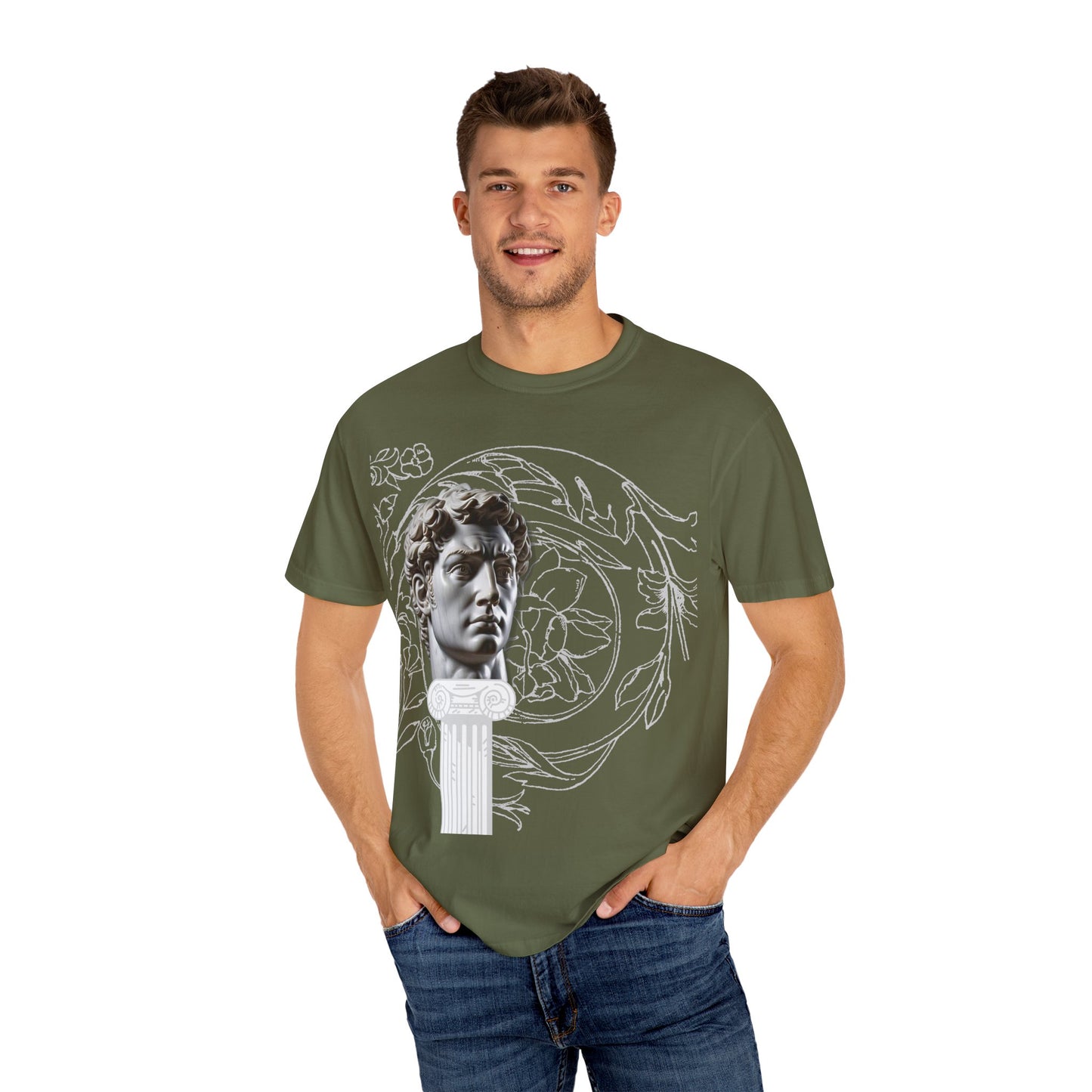 Artistic Roman Garment-Dyed T-shirt - Classic Sculpture Design