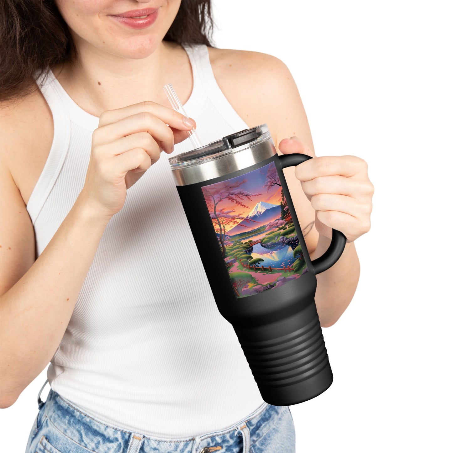 Nature-Inspired Insulated Travel Mug - 40oz Adventure Mug with Scenic Design