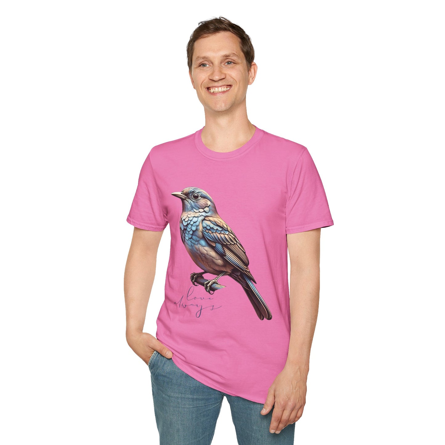 Nature-Inspired Bird Graphic T-Shirt for Soft Comfort