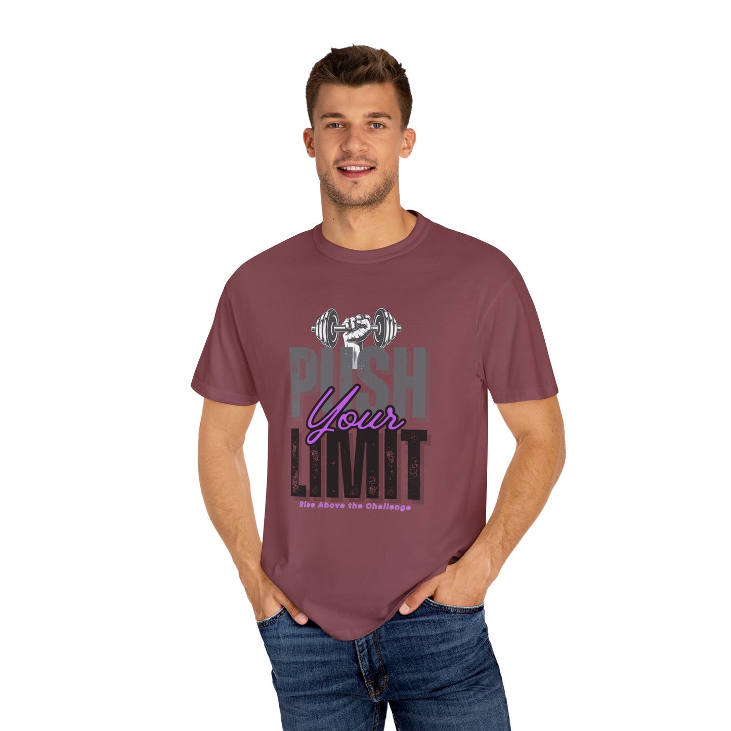 "Push Your Limit" Unisex Garment-Dyed T-shirt - Motivational Fitness Tee