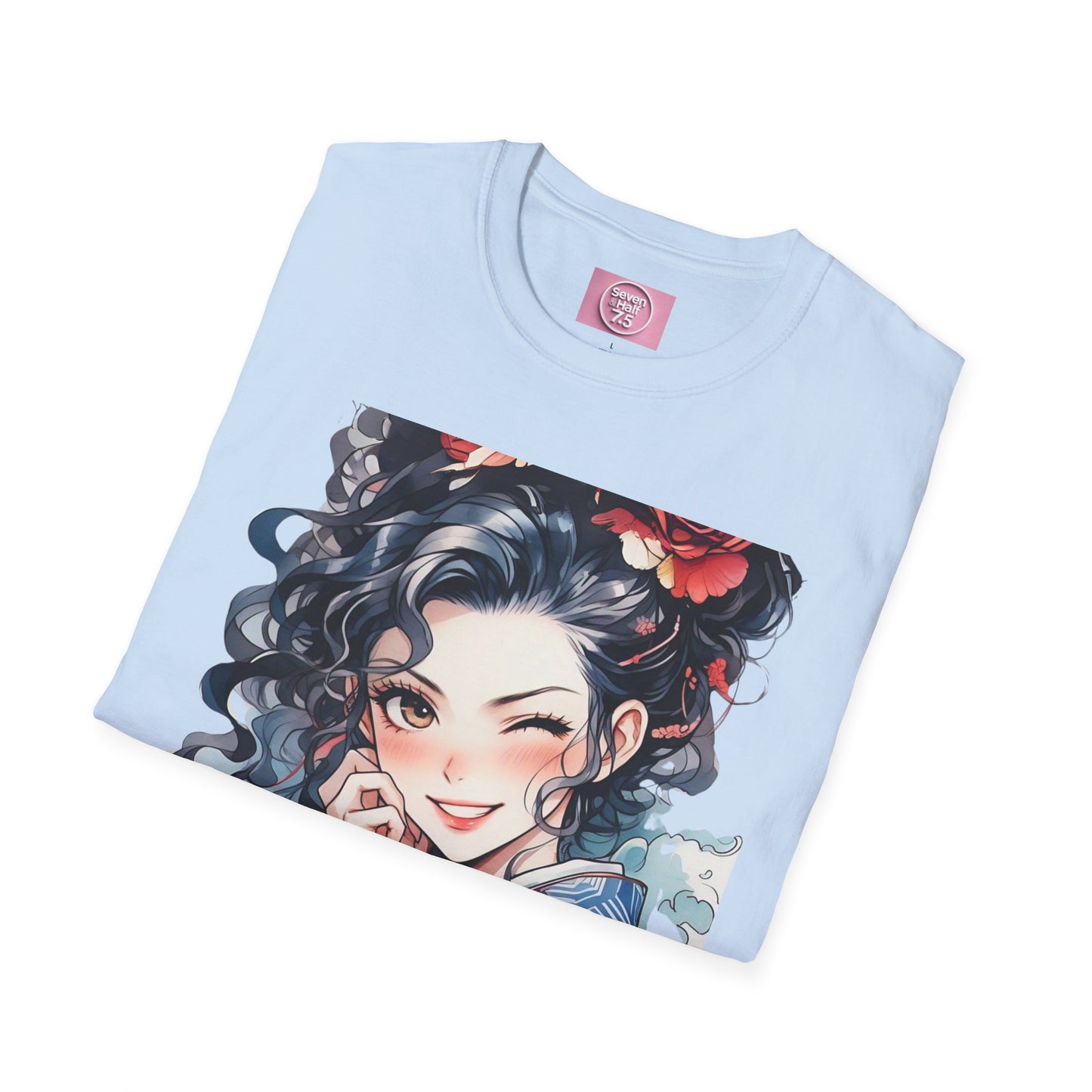 Stylish Unisex Softstyle T-Shirt - Charming Kimono Girl Design