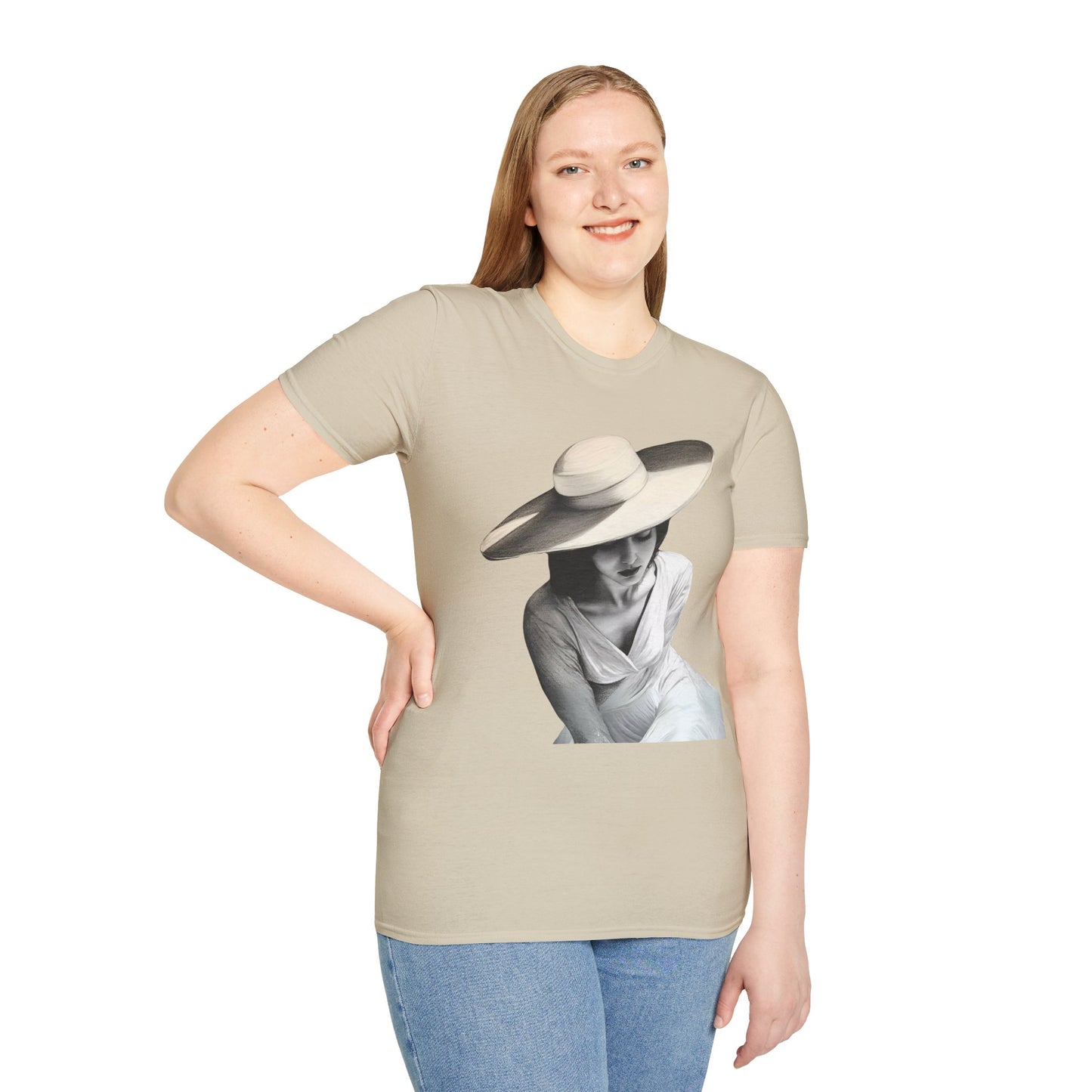 Artistic Women's Softstyle T-Shirt - Charcoal art Design