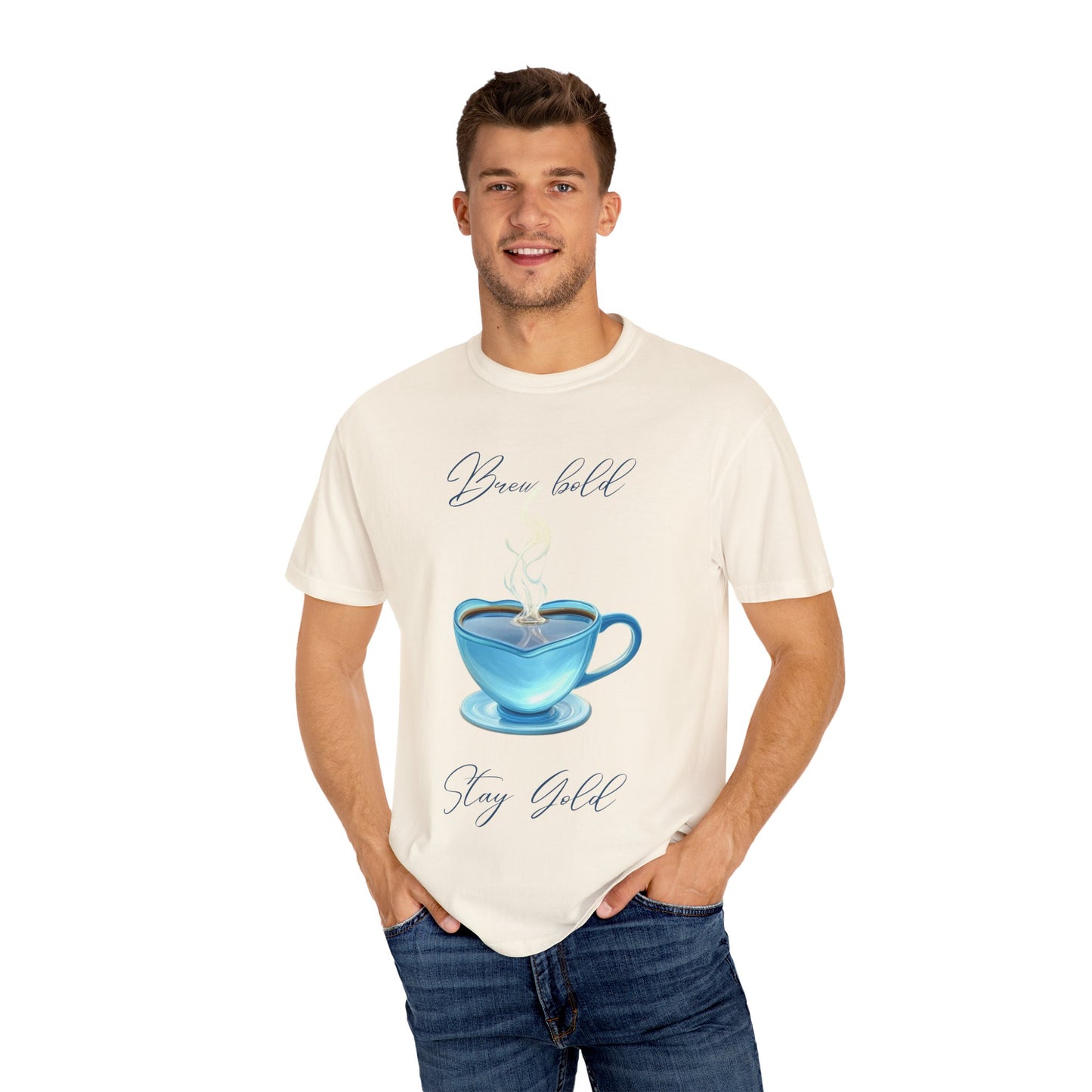 Brew Bold Unisex Garment-Dyed T-Shirt - Coffee Lover's Design