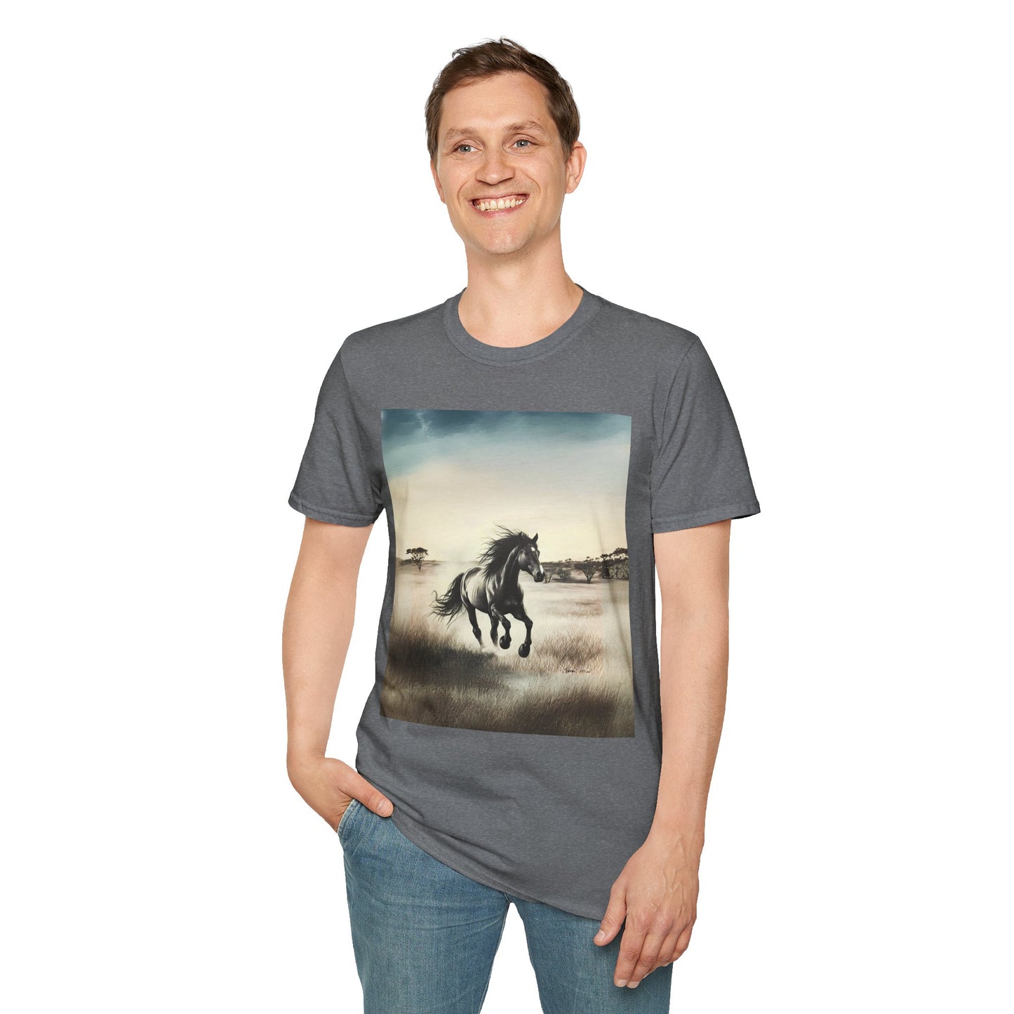 Majestic Horse Unisex Softstyle T-Shirt - Nature Inspired Graphic Tee