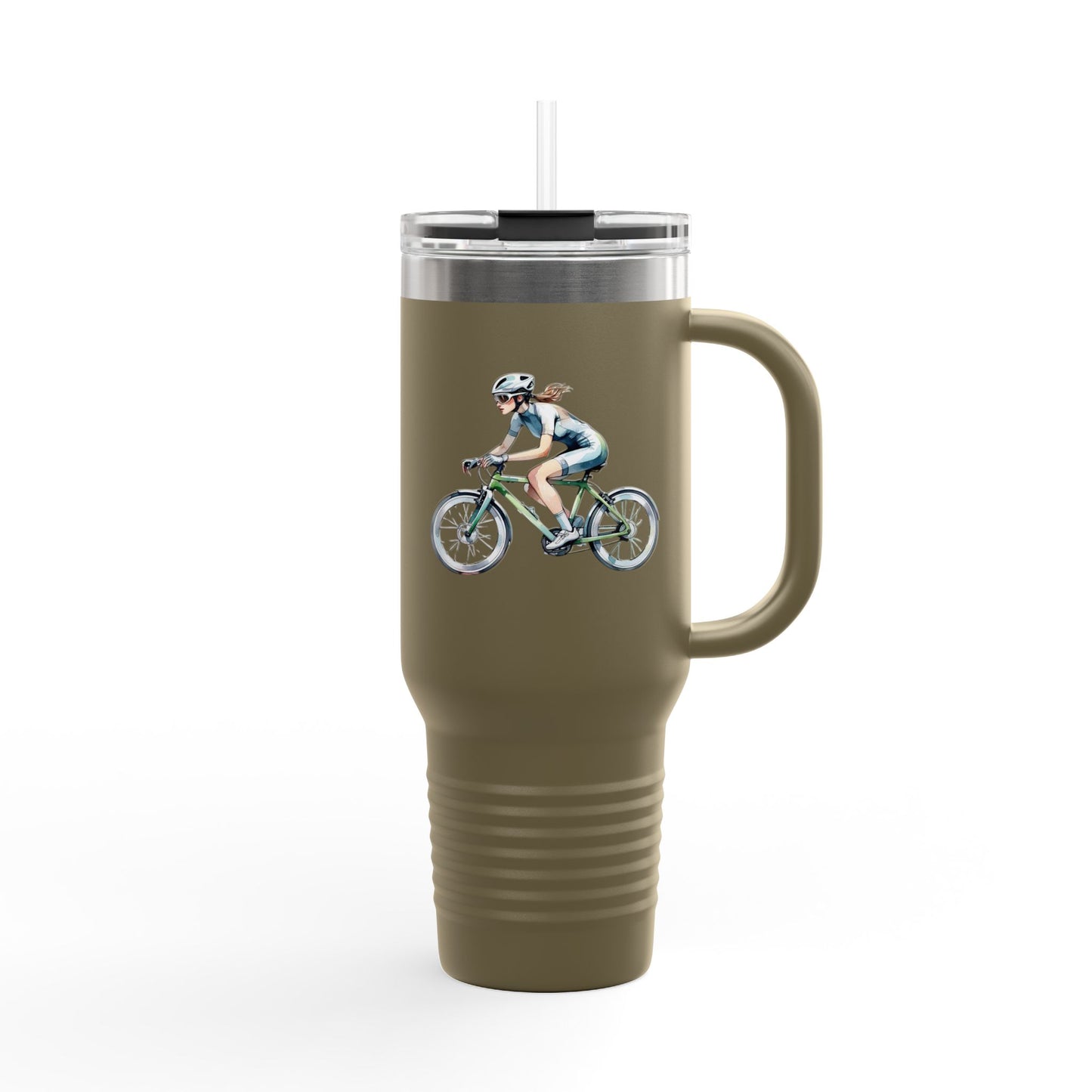 Cycling Enthusiast Insulated Travel Mug | 40oz with Bicycle Design | Perfect for Outdoor Adventures