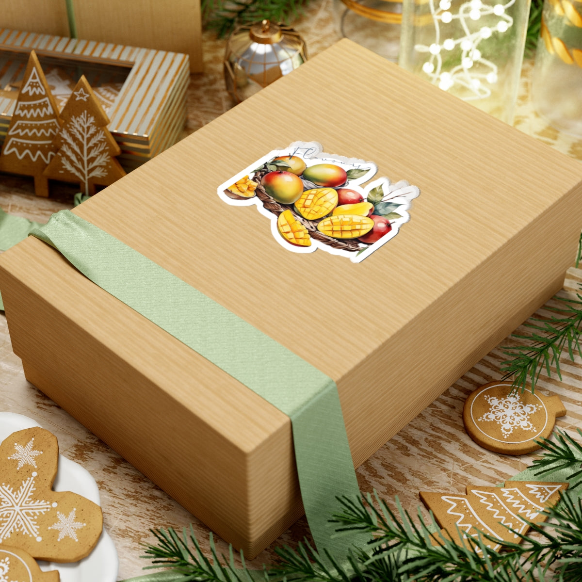 Fruits Kiss-Cut Stickers - Vibrant Mango & Cherry Designs for Laptops, Journals, and Gifts
