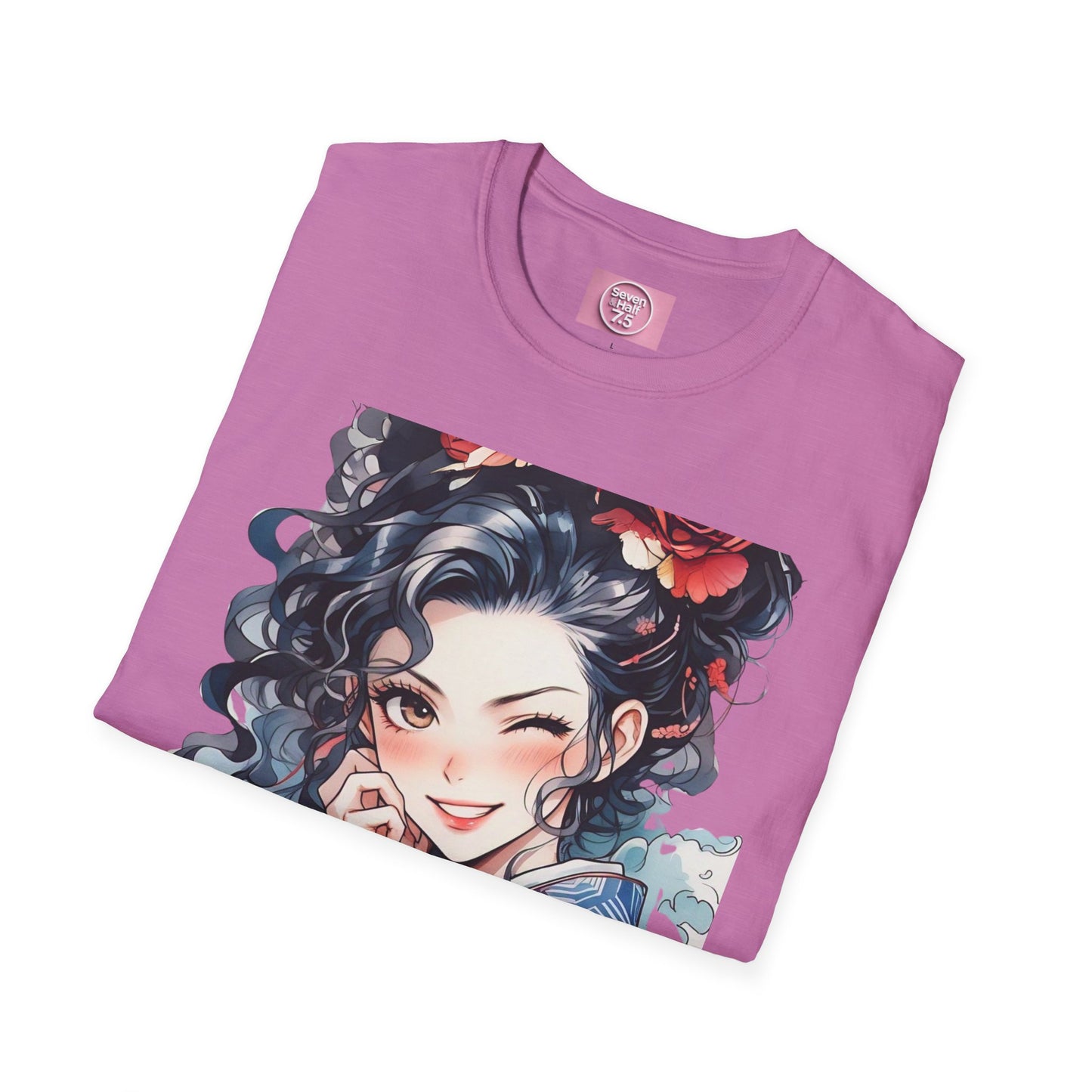 Stylish Unisex Softstyle T-Shirt - Charming Kimono Girl Design