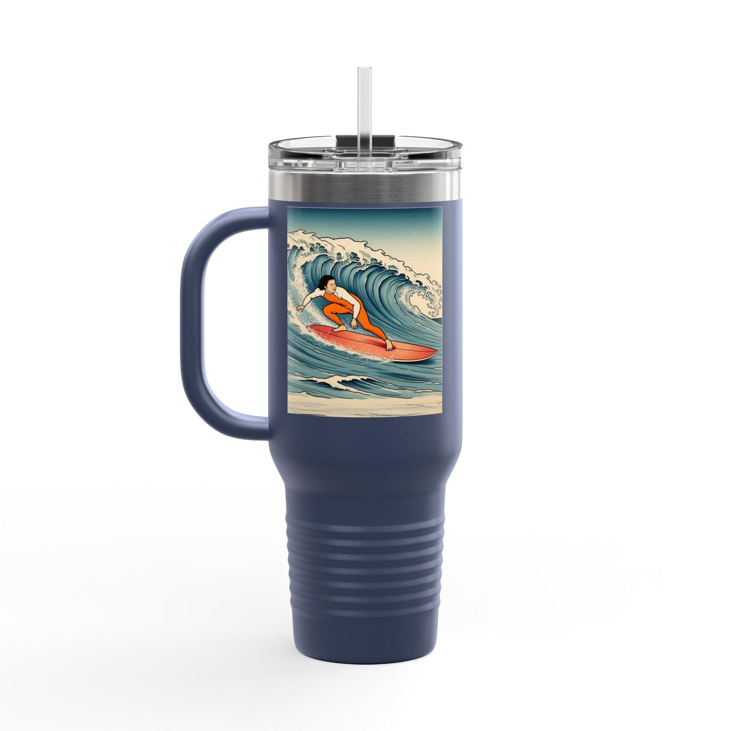 Surf Wave Insulated Travel Mug - 40oz Water Bottle for Beach Lovers