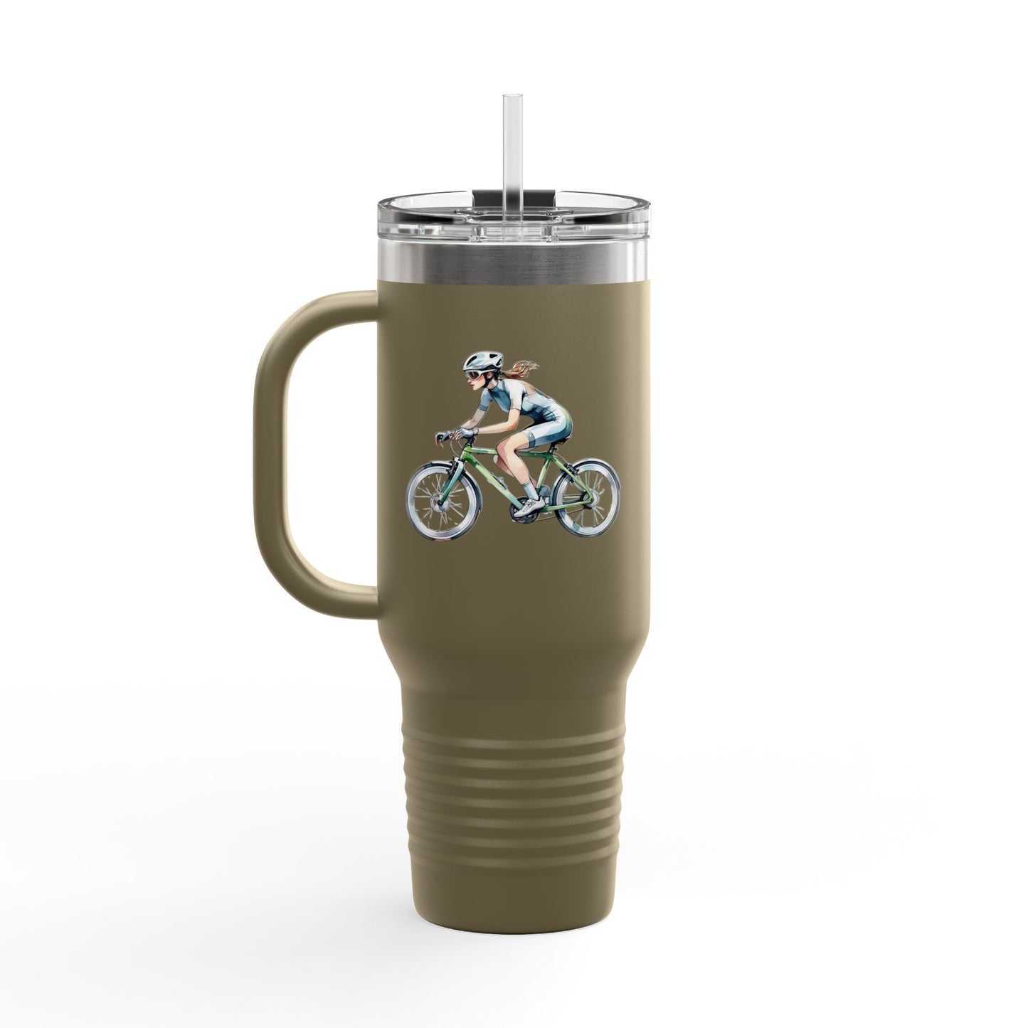 Cycling Enthusiast Insulated Travel Mug | 40oz with Bicycle Design | Perfect for Outdoor Adventures