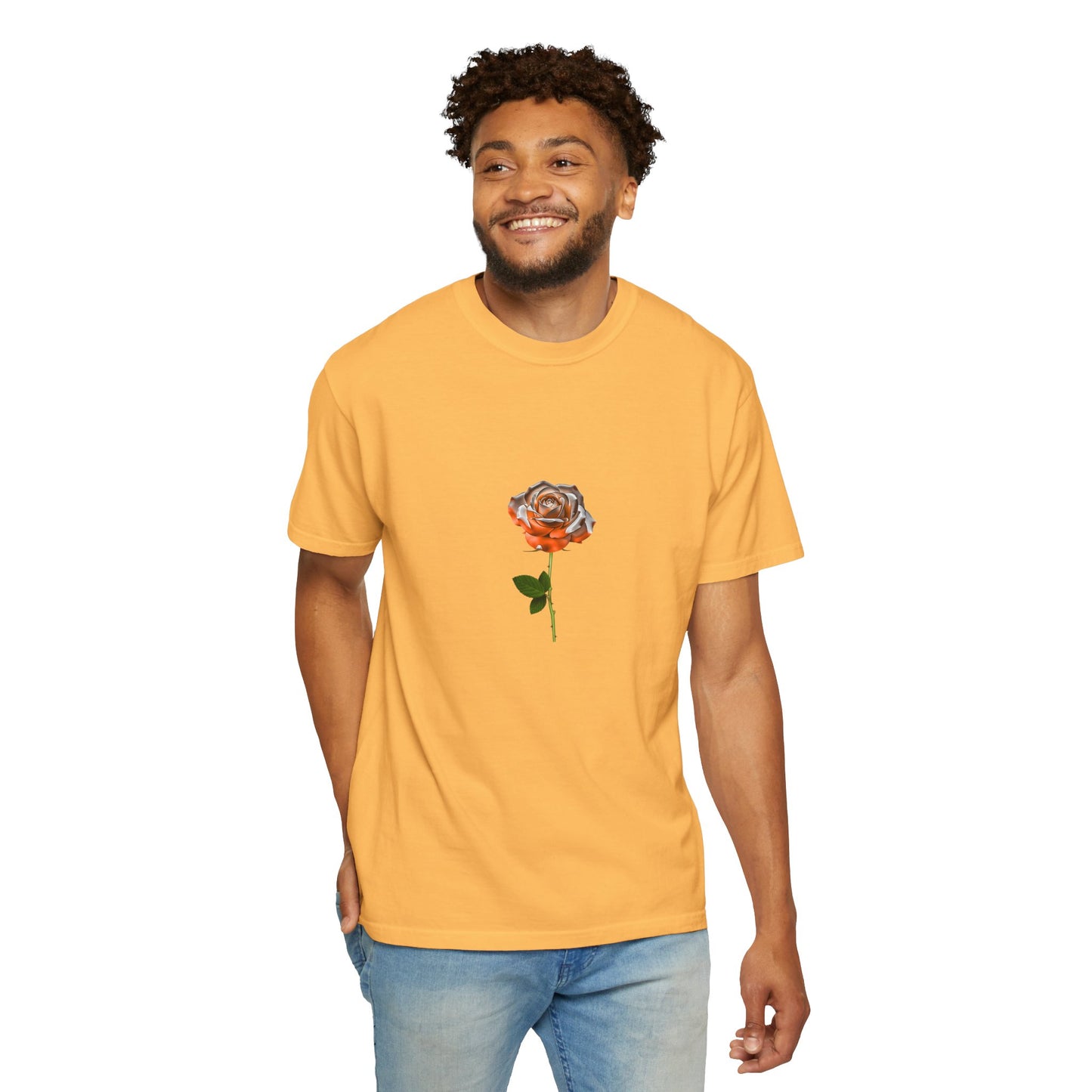 Rose Unisex Garment-Dyed T-shirt | Floral Design in Warm Tones