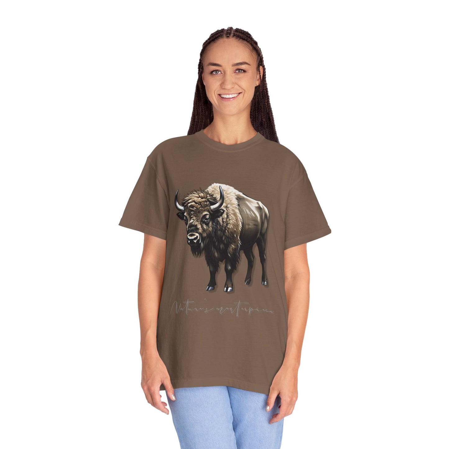 Nature-Inspired Buffalo Unisex T-Shirt - Garment-Dyed Design
