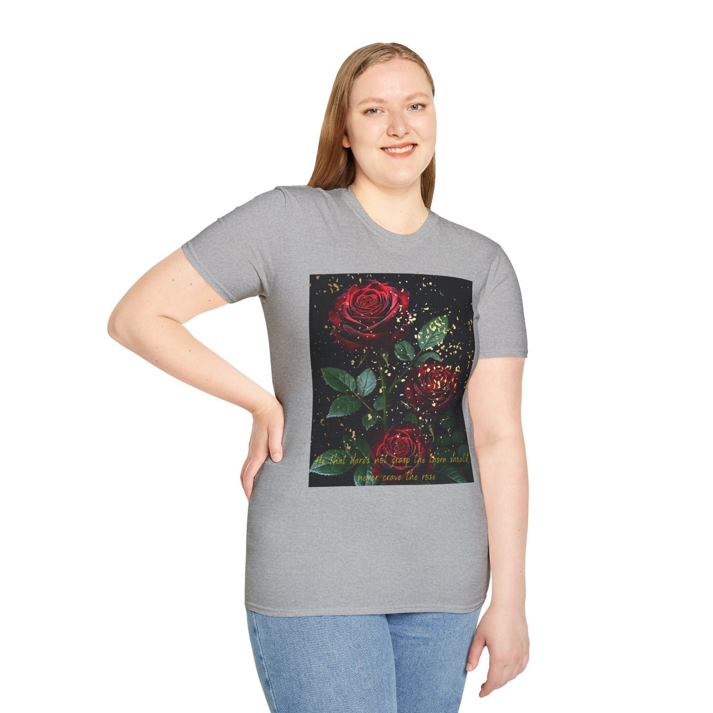 Elegant Rose Graphic T-Shirt - Inspirational Quote Design