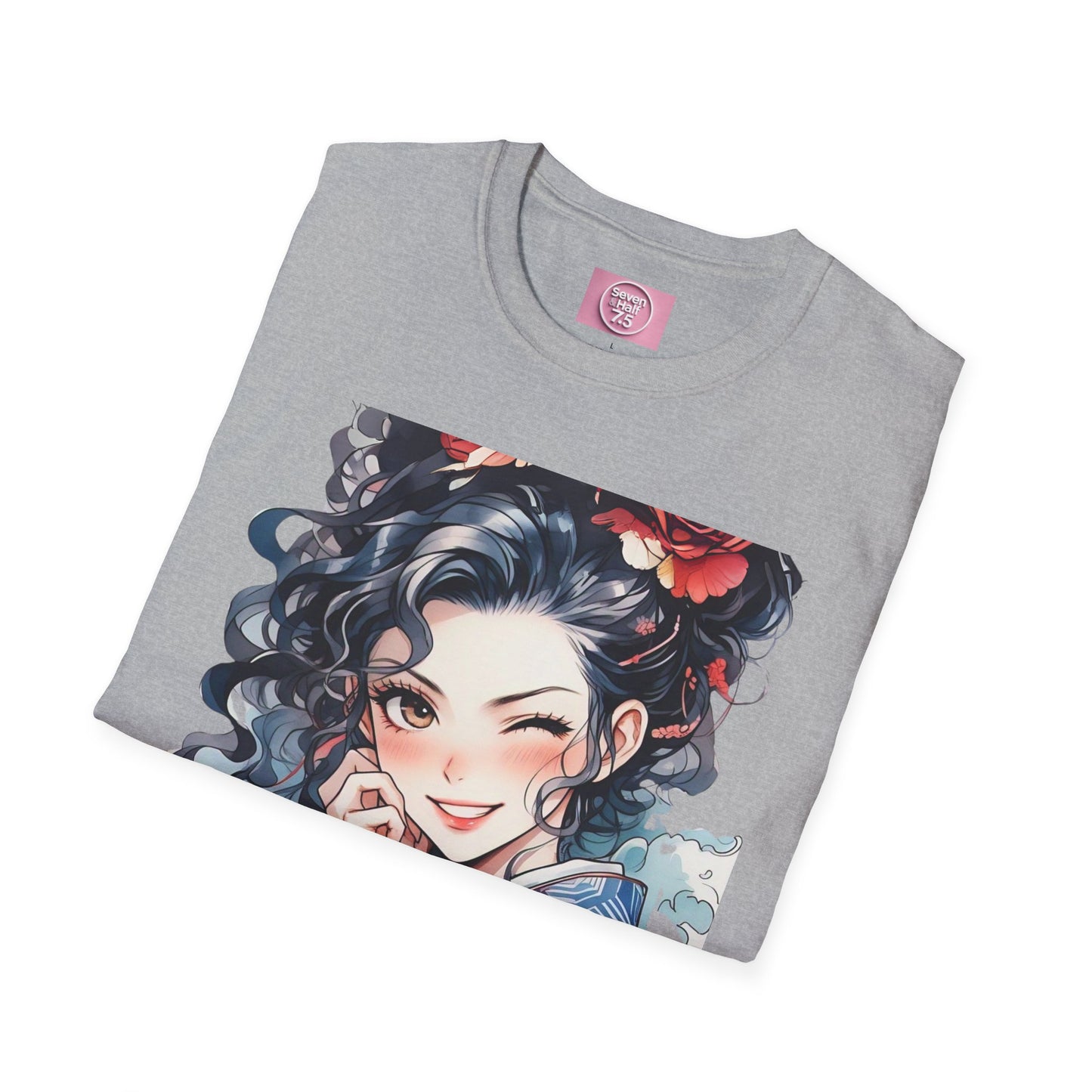 Stylish Unisex Softstyle T-Shirt - Charming Kimono Girl Design