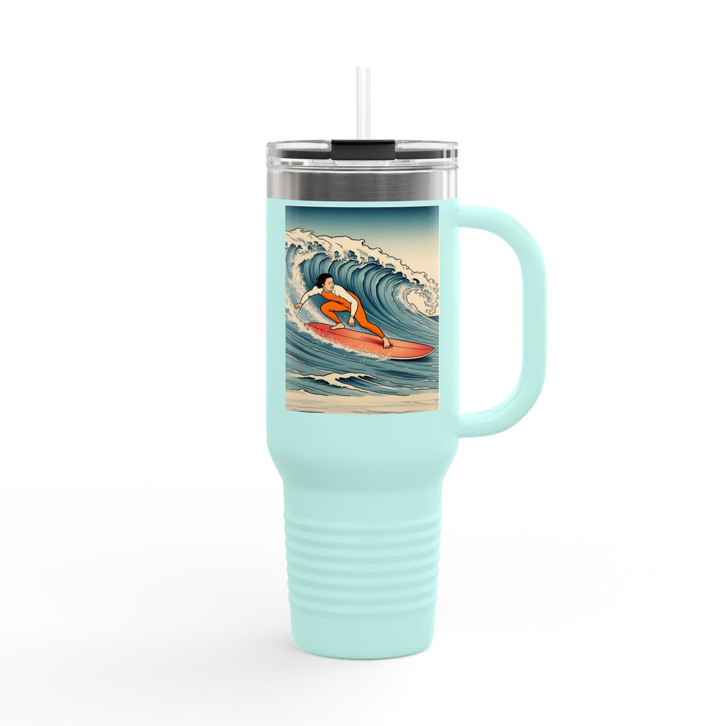 Surf Wave Insulated Travel Mug - 40oz Water Bottle for Beach Lovers